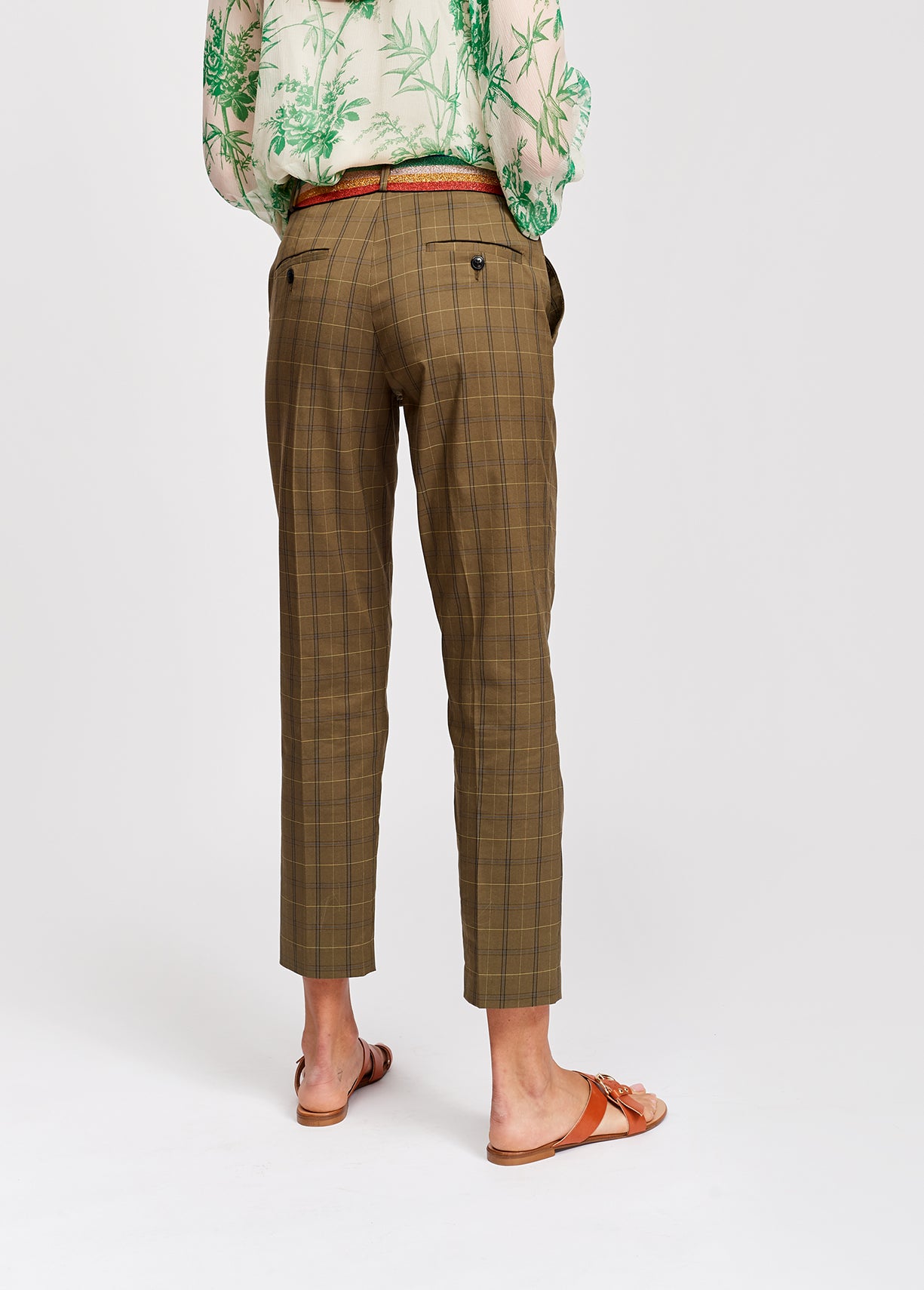 Brown plaid tailored trousers RE—SSENTIEL | Essentiel second hand