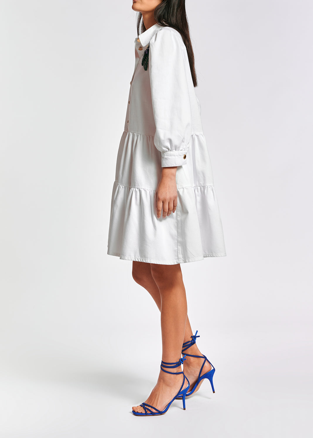 White denim A-line mini dress RE—SSENTIEL | Essentiel second hand