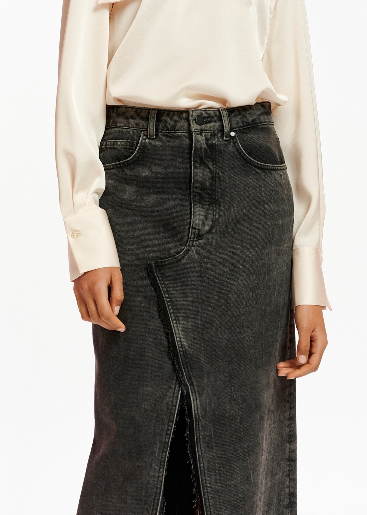 Black denim maxi skirt RE—SSENTIEL | Essentiel second hand