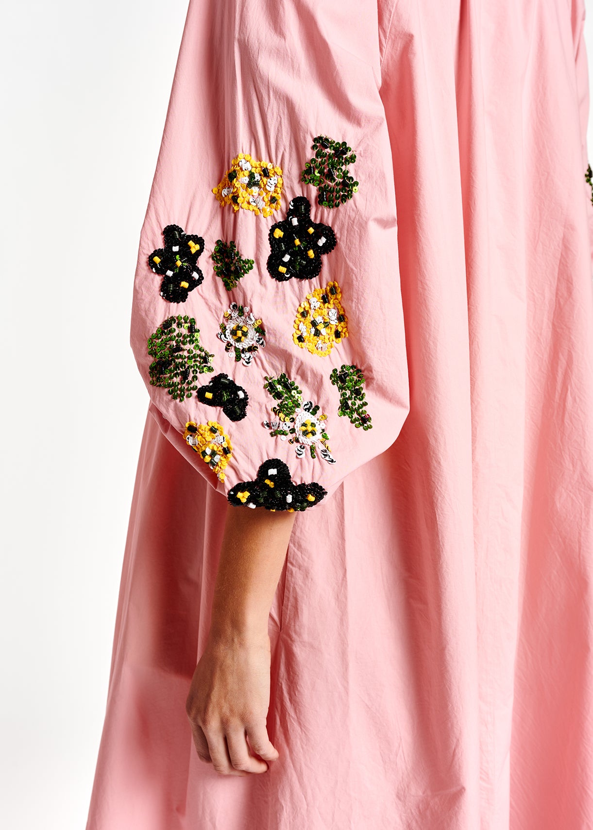 Light pink sequin-embroidered maxi dress RE—SSENTIEL | Essentiel second hand