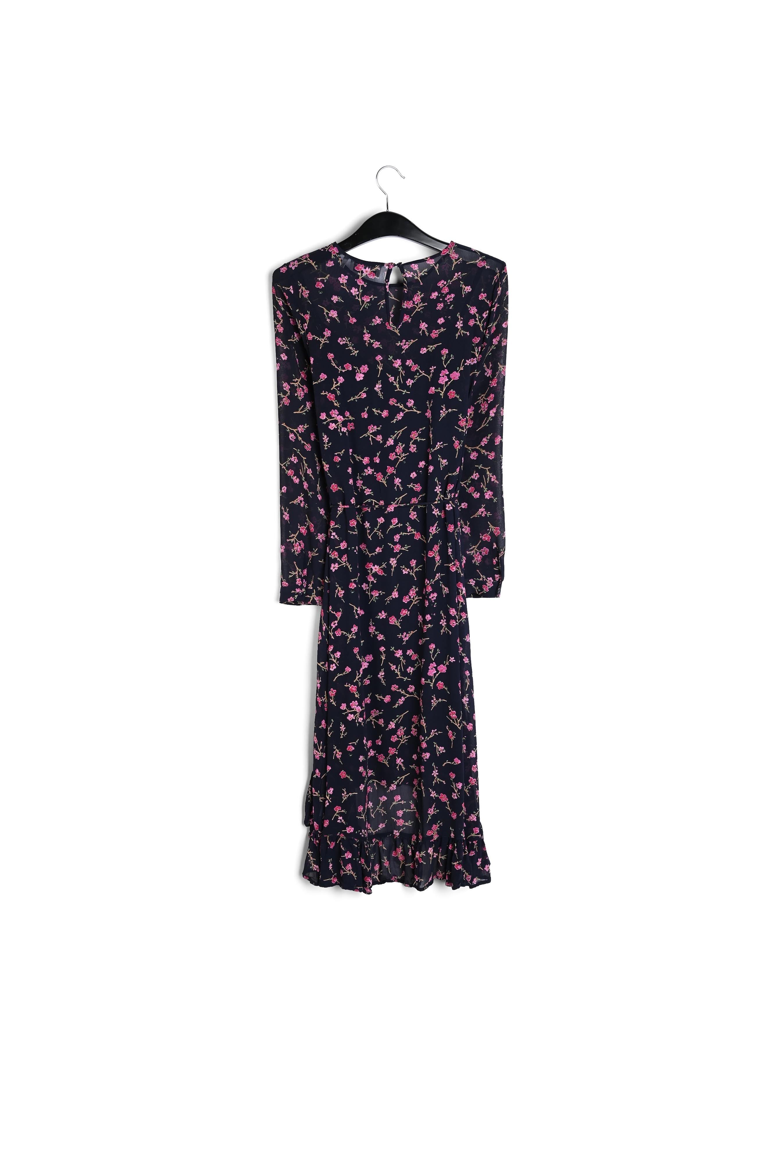 Donkerblauwe a-jurk met bloemen RE—SSENTIEL | Essentiel second hand