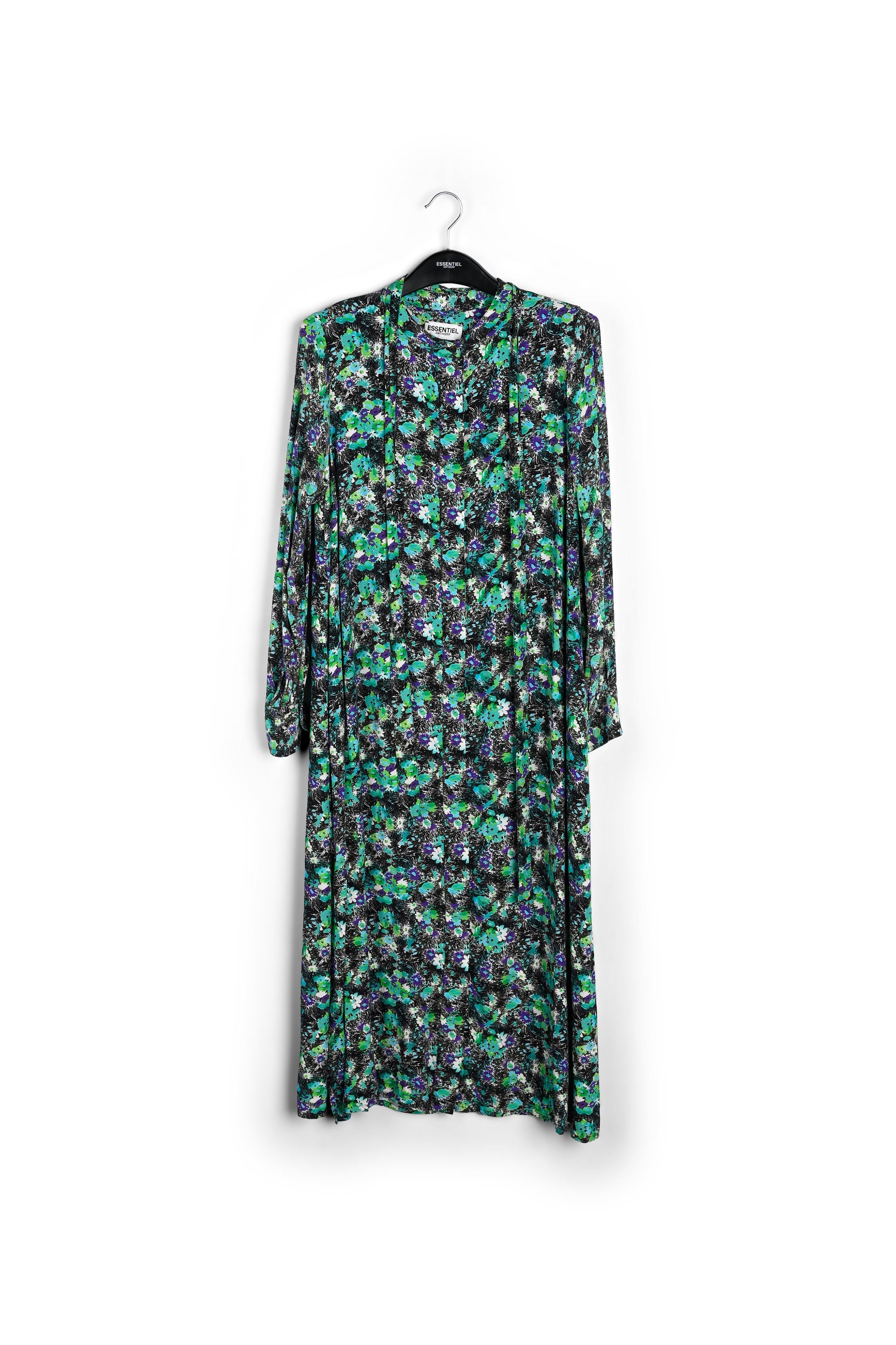 Groene A-lijn hemdjurk met bloemenprint RE—SSENTIEL | Essentiel second hand