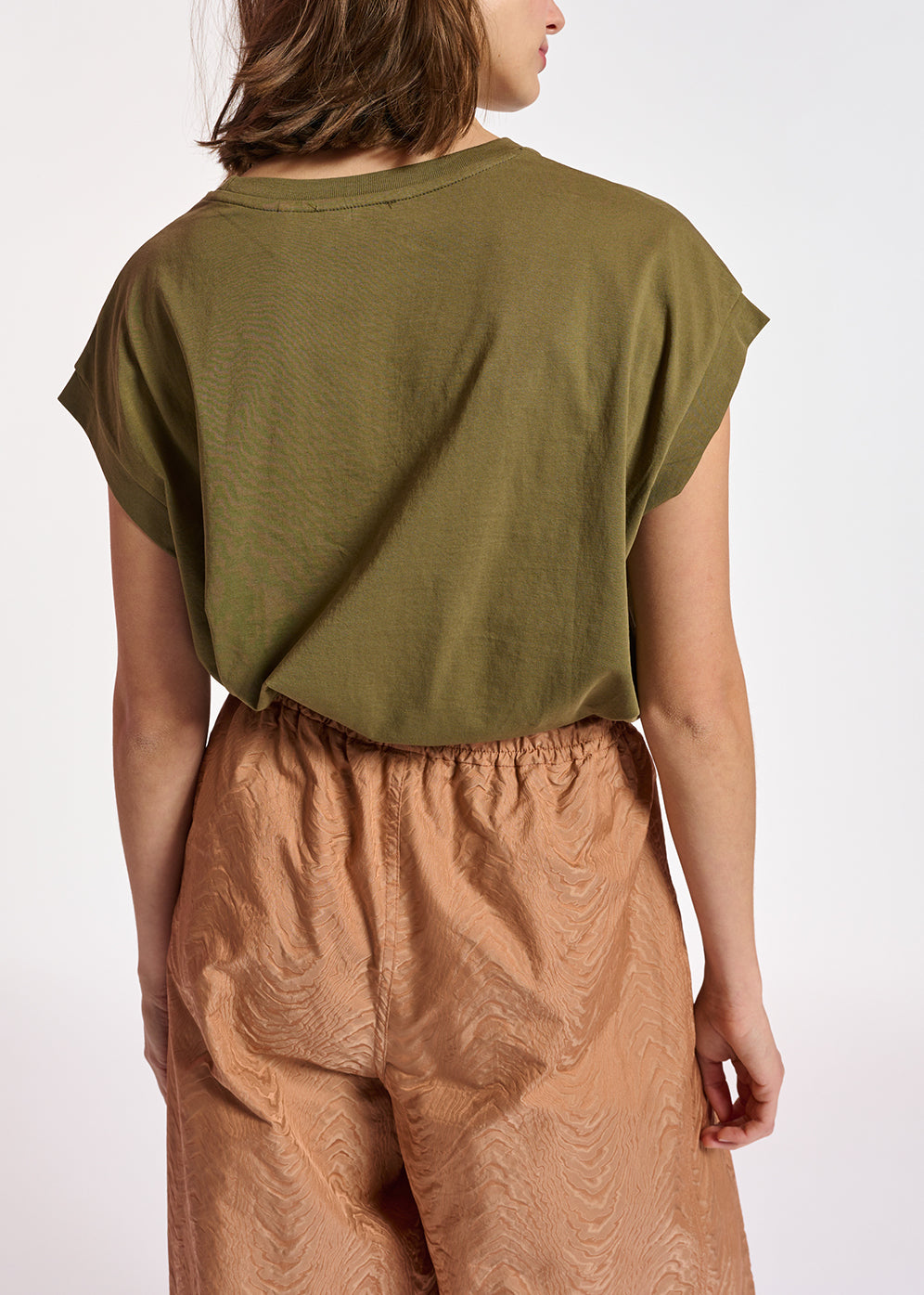 Lilac cotton t-shirt with bead embroidery detail RE—SSENTIEL | Essentiel second hand