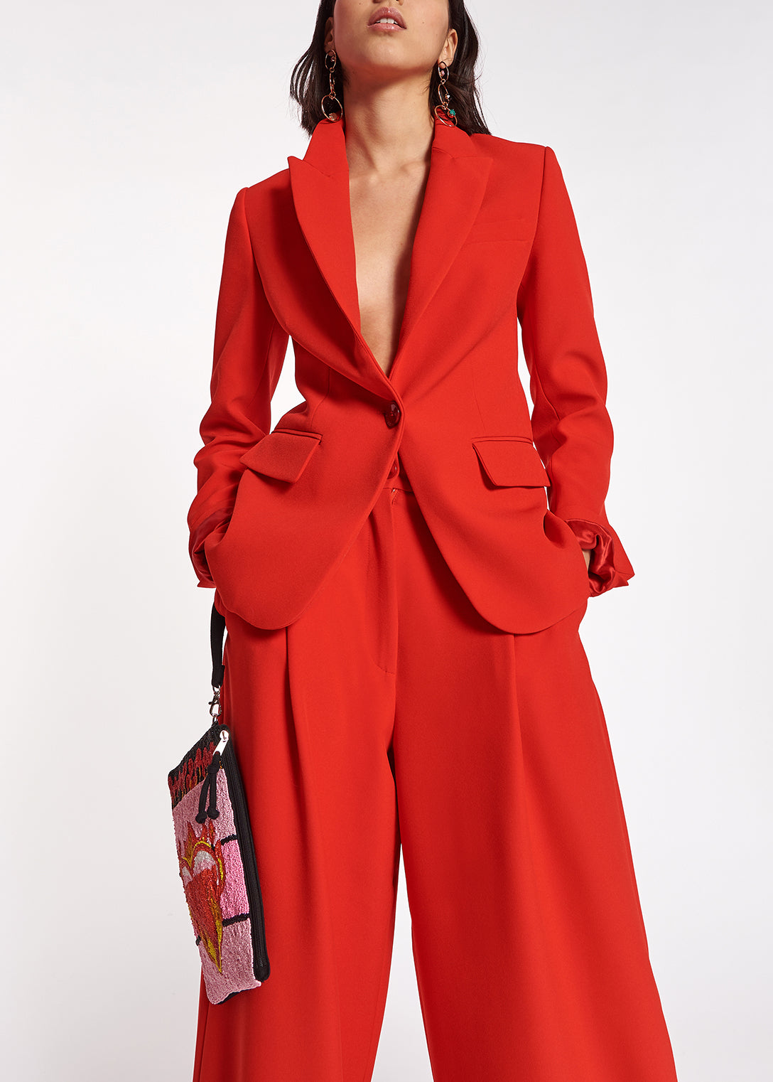 Red slim-fit blazer RE—SSENTIEL | Essentiel second hand