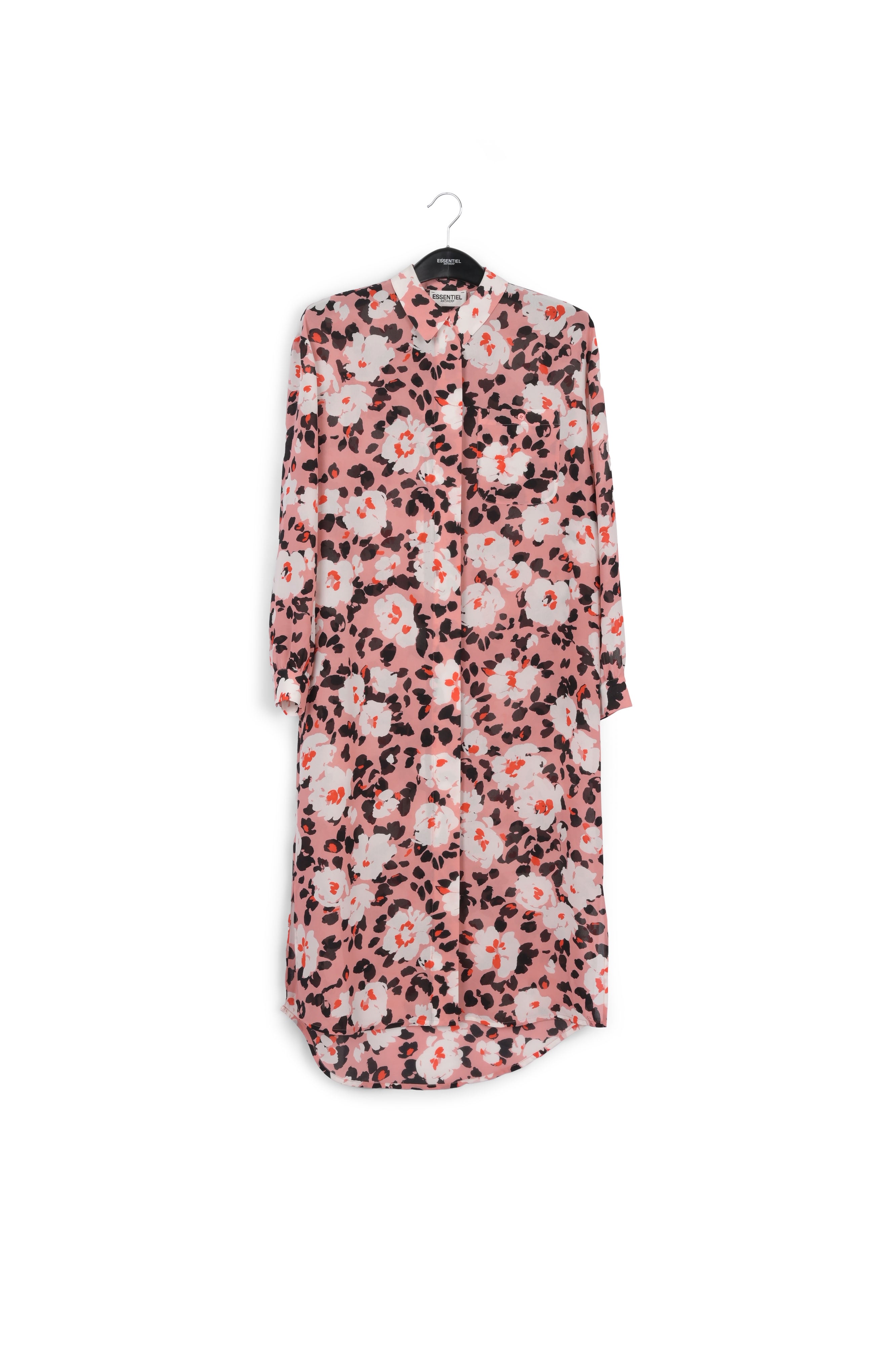 Pink floral-print shirt dress RE—SSENTIEL | Essentiel second hand
