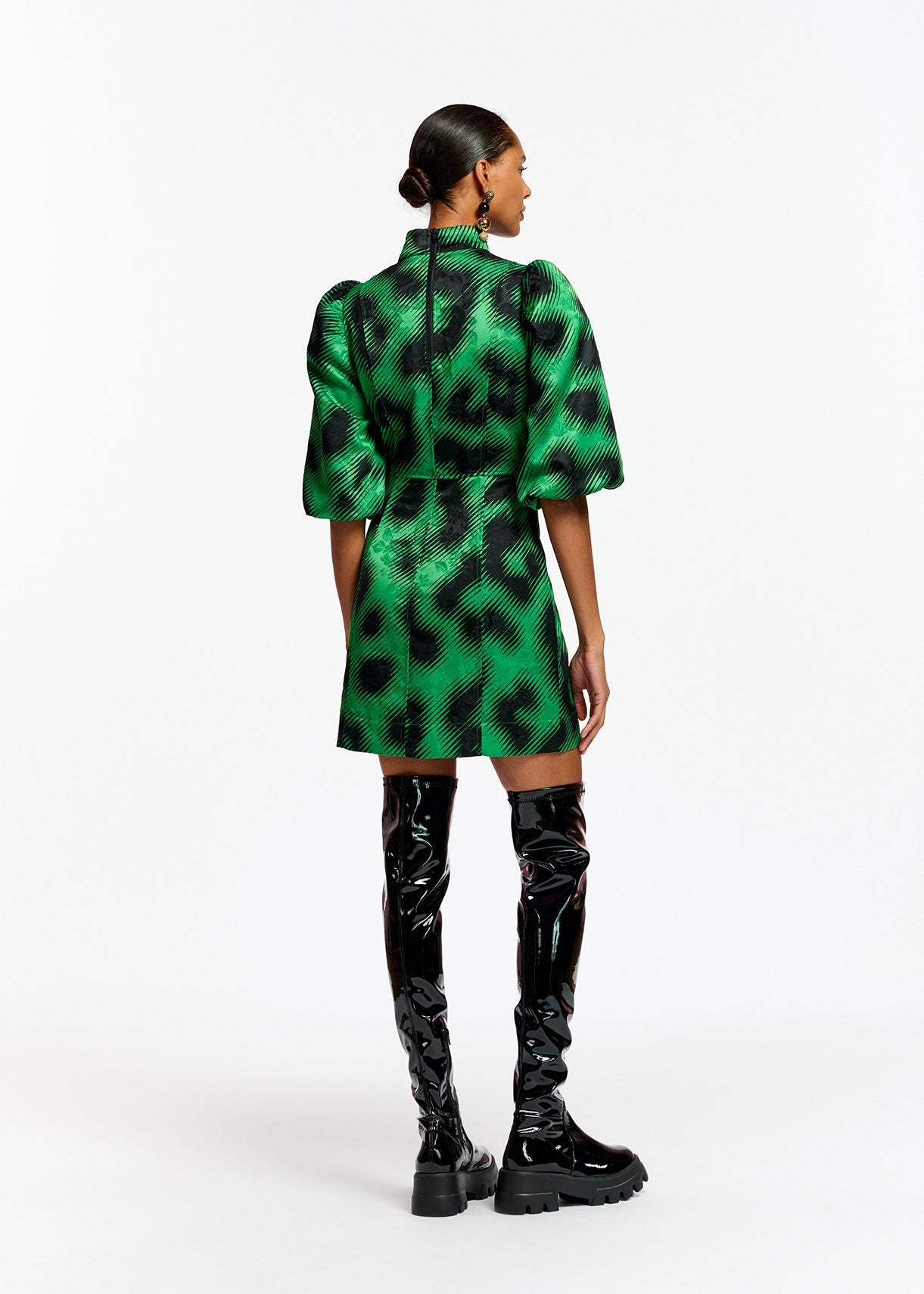 Green jacquard mini dress with leopard print RE—SSENTIEL | Essentiel second hand