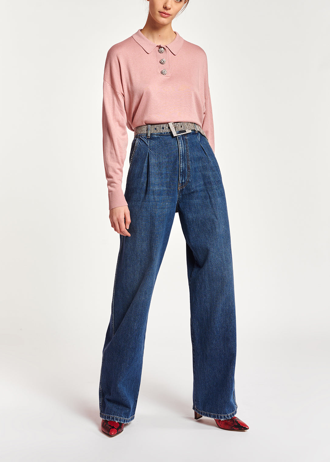Blue high-waisted wide-leg jeans RE—SSENTIEL | Essentiel second hand