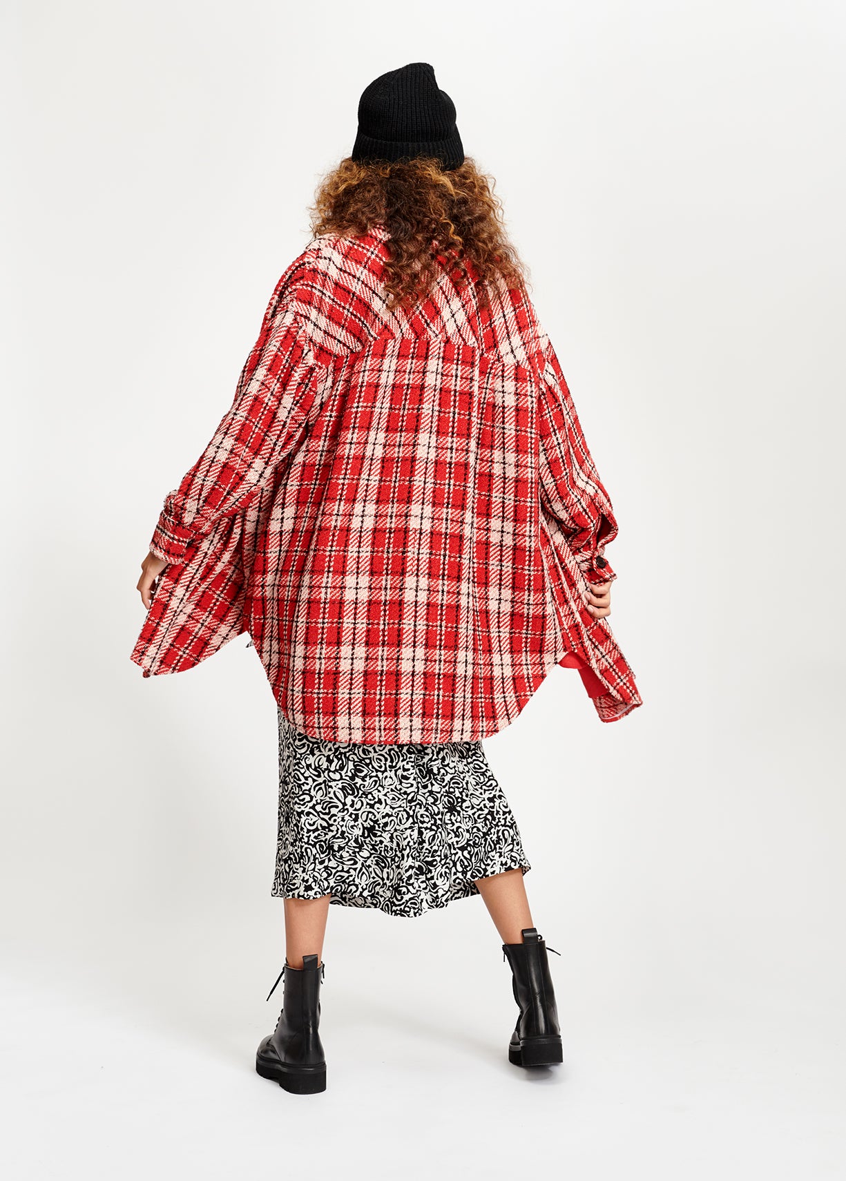 Chemise oversize à carreaux rouge, blanc cassé et noir RE—SSENTIEL | Essentiel second hand