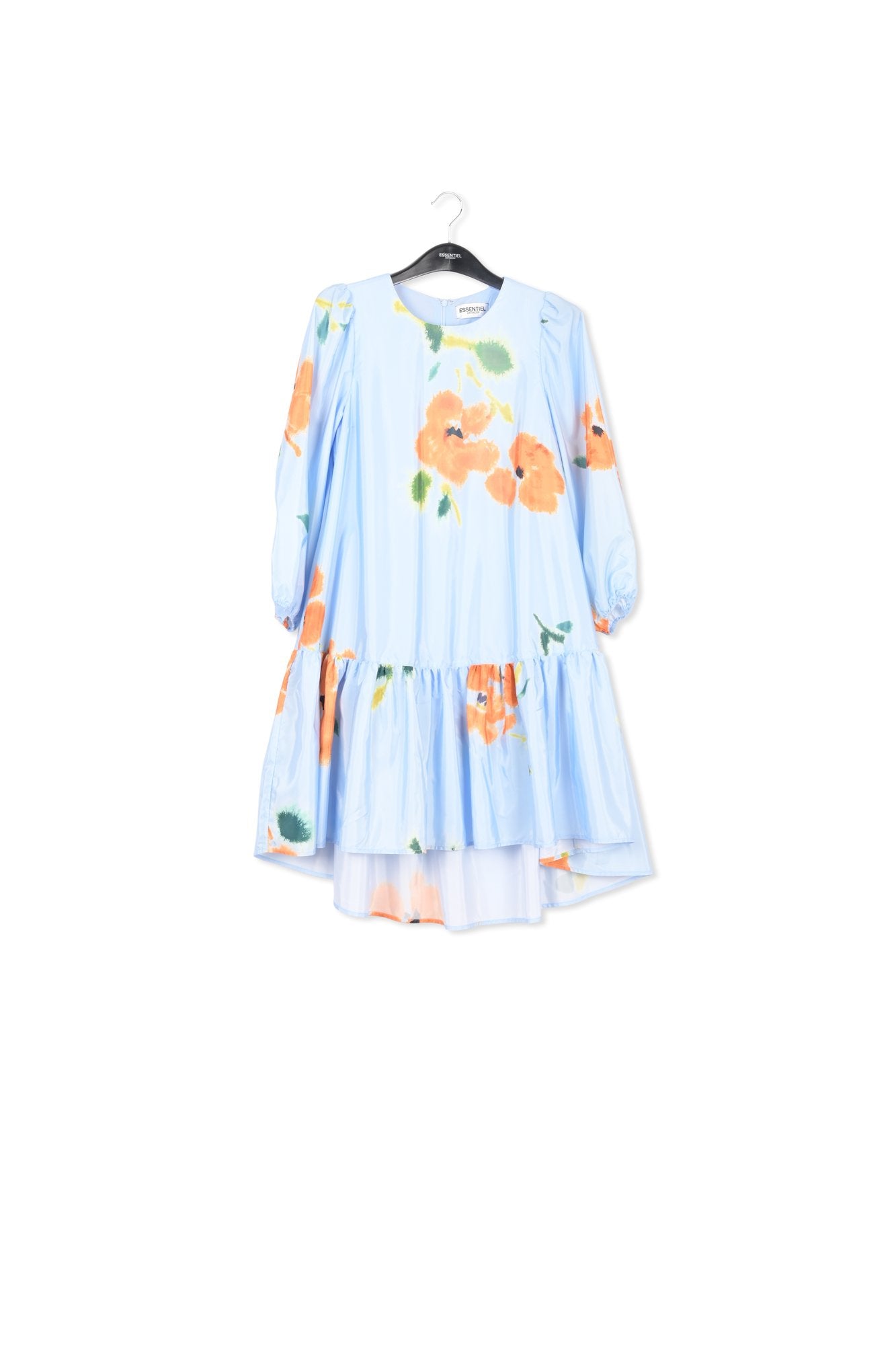Blue floral print oversized mini dress RE—SSENTIEL | Essentiel second hand