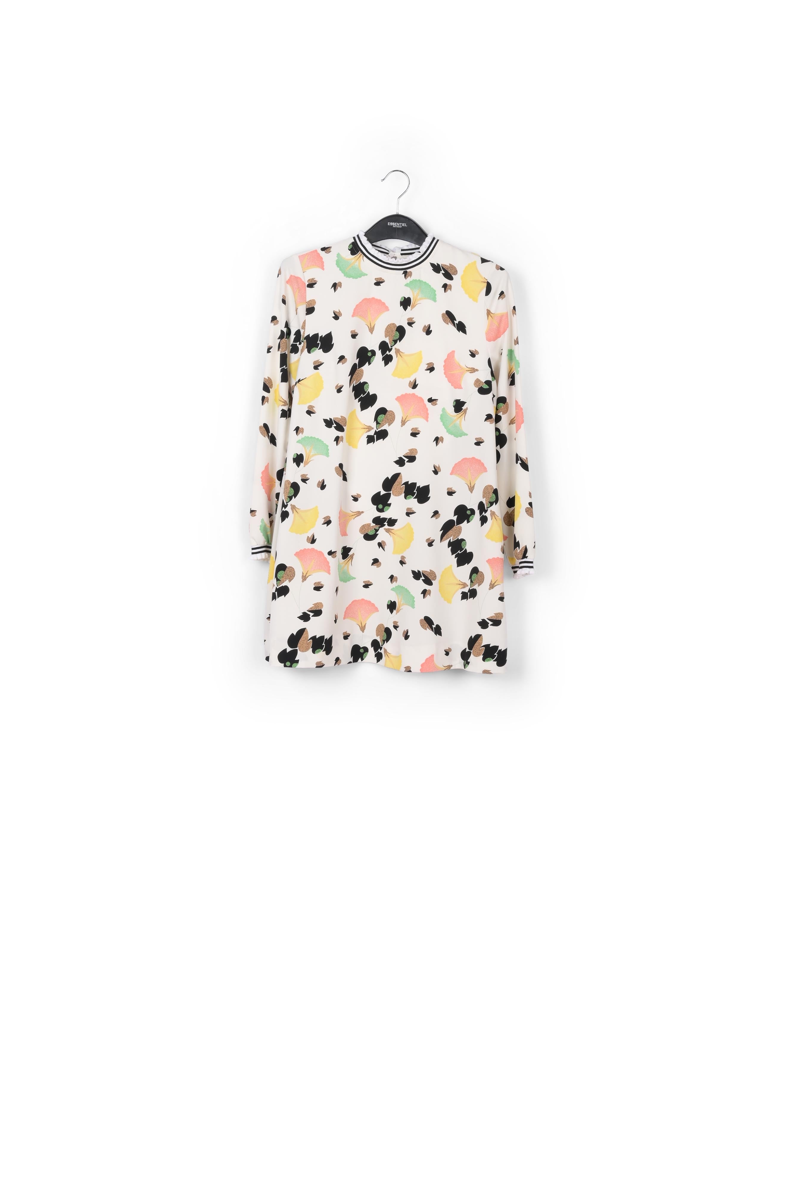 Mini robe florale blanche avec ruches RE—SSENTIEL | Essentiel second hand