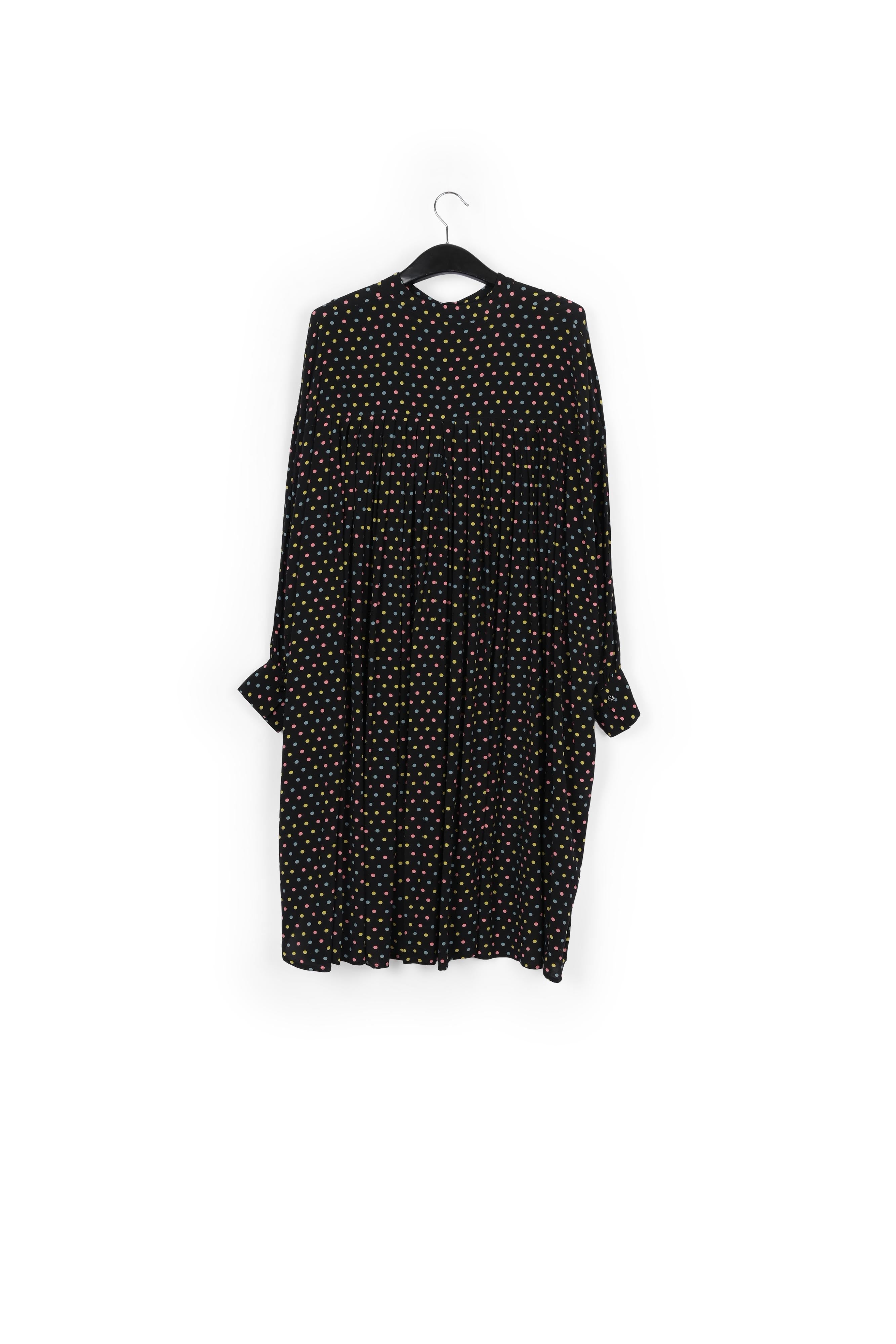Black polka-dot shirt dress with plissé backside RE—SSENTIEL | Essentiel second hand