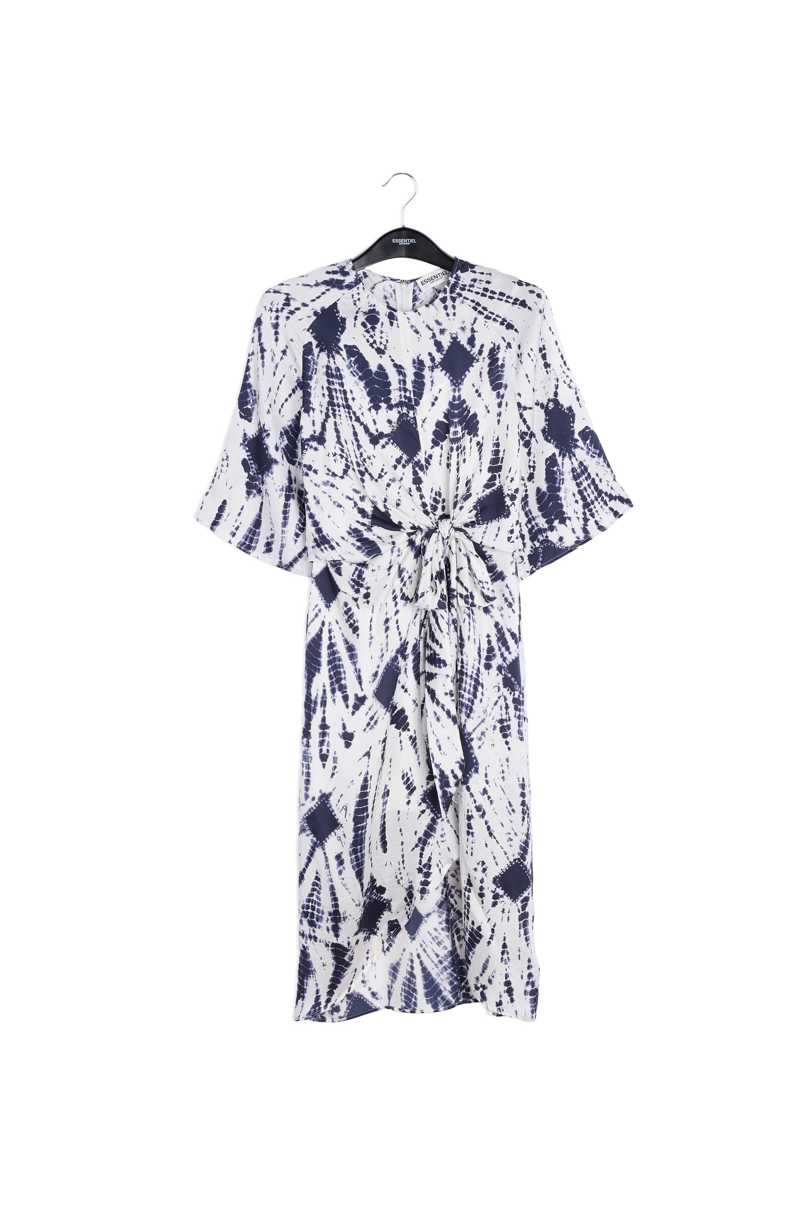 Robe midi en soie tie-dye blanc cassé et vert RE—SSENTIEL | Essentiel second hand