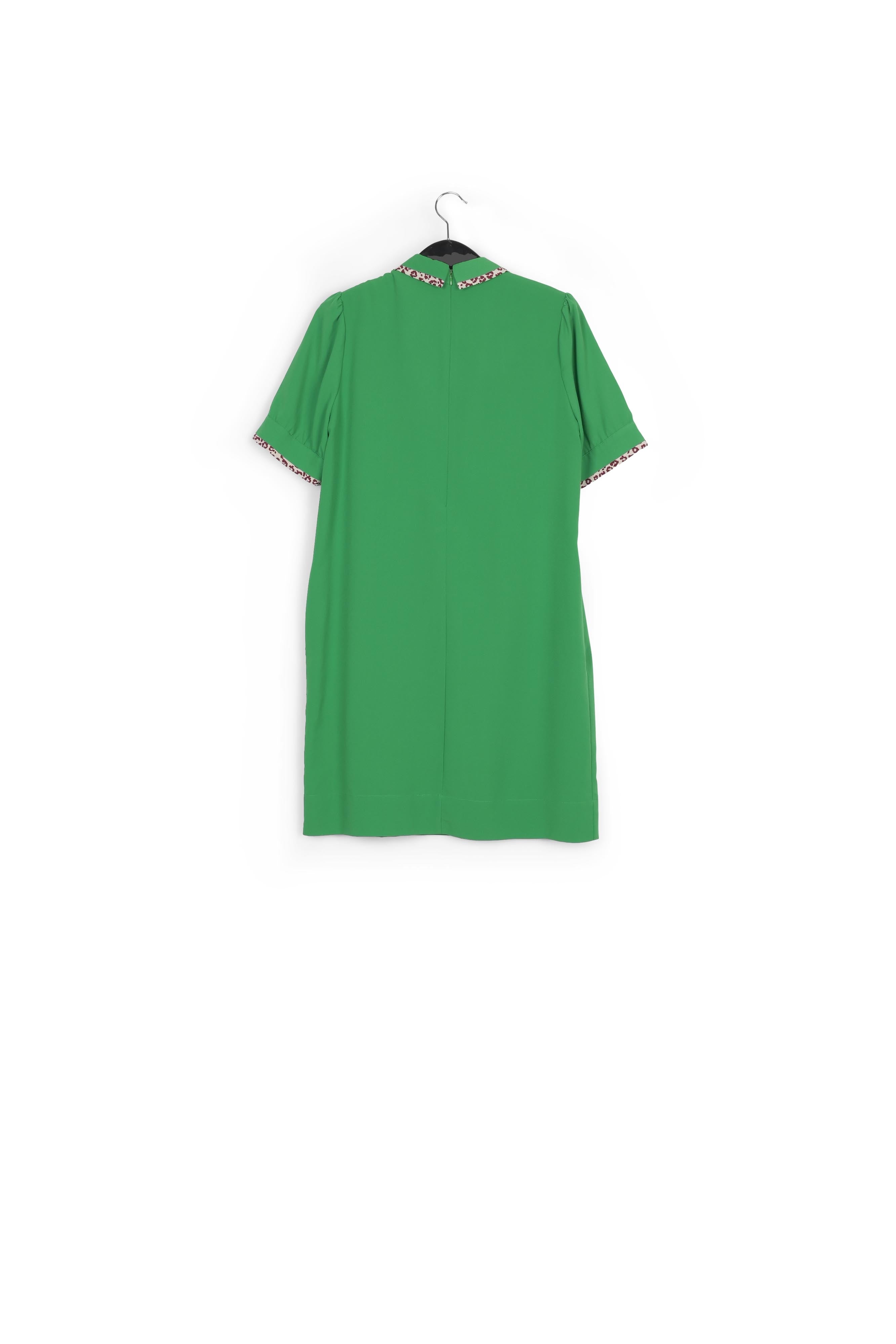 Green shirt dress with animal print trim RE—SSENTIEL | Essentiel second hand
