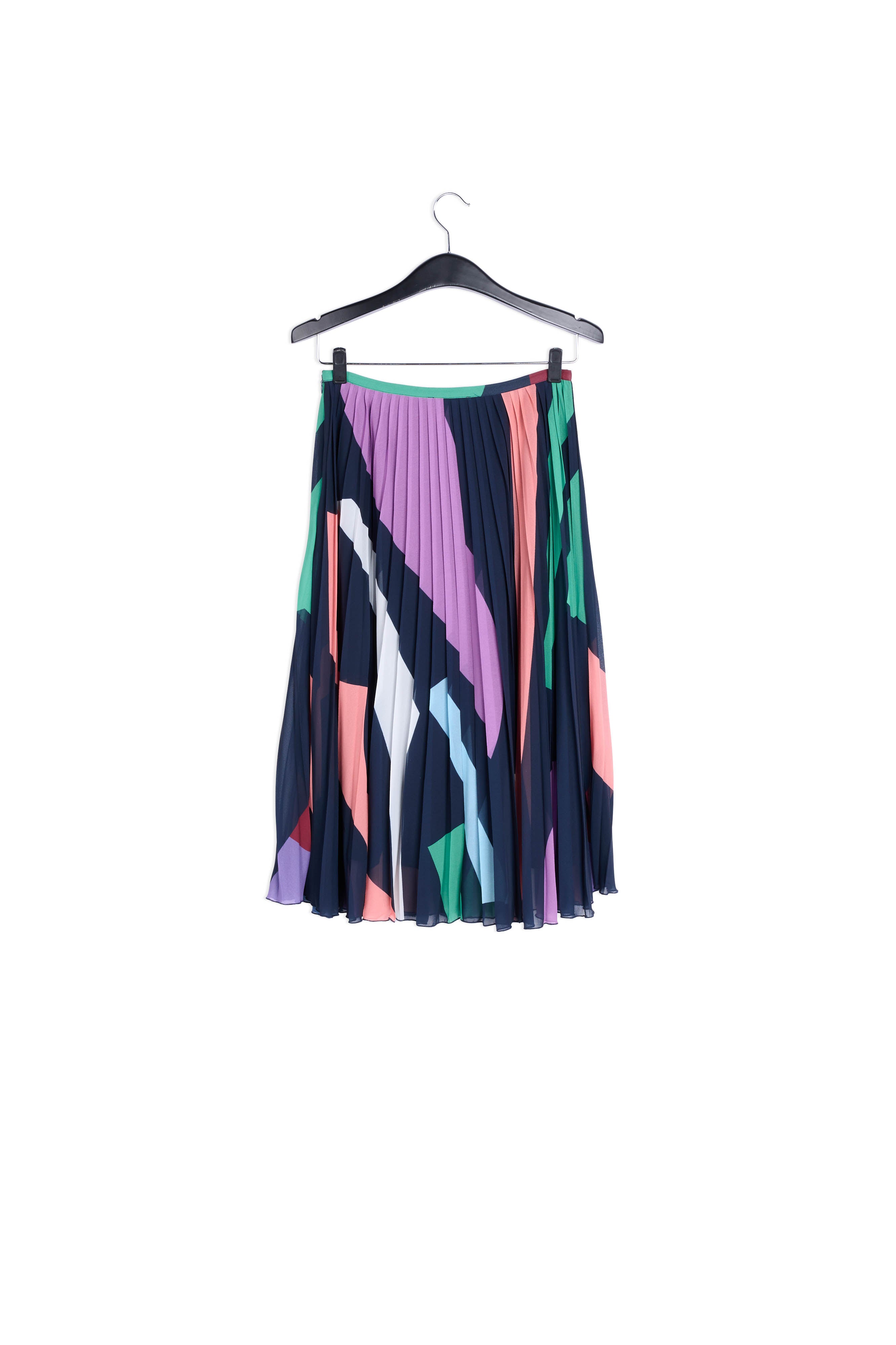 Dark blue graphic print plissé midi skirt RE—SSENTIEL | Essentiel second hand