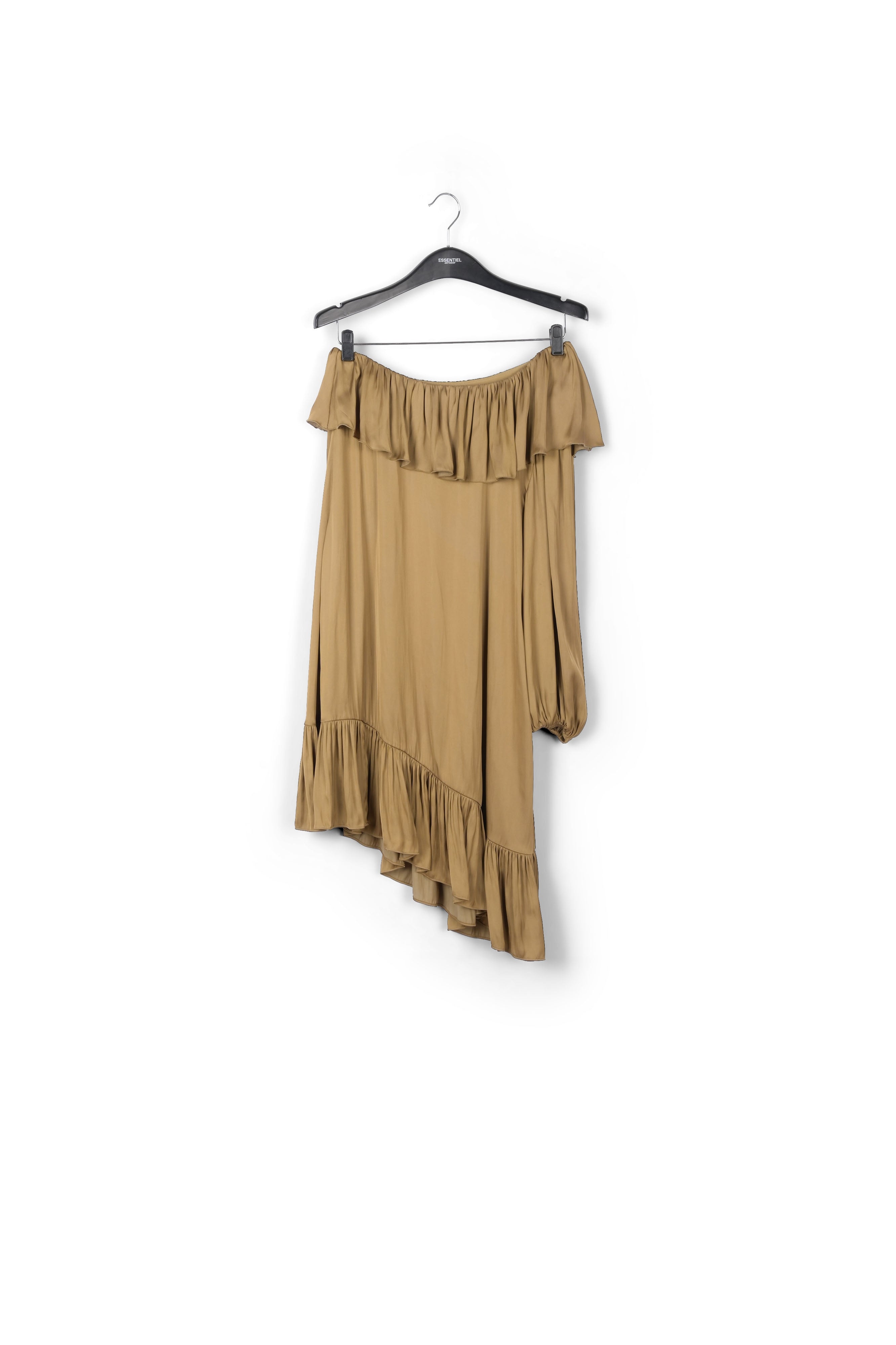 Bronze one-shoulder ruffled mini dress RE—SSENTIEL | Essentiel second hand
