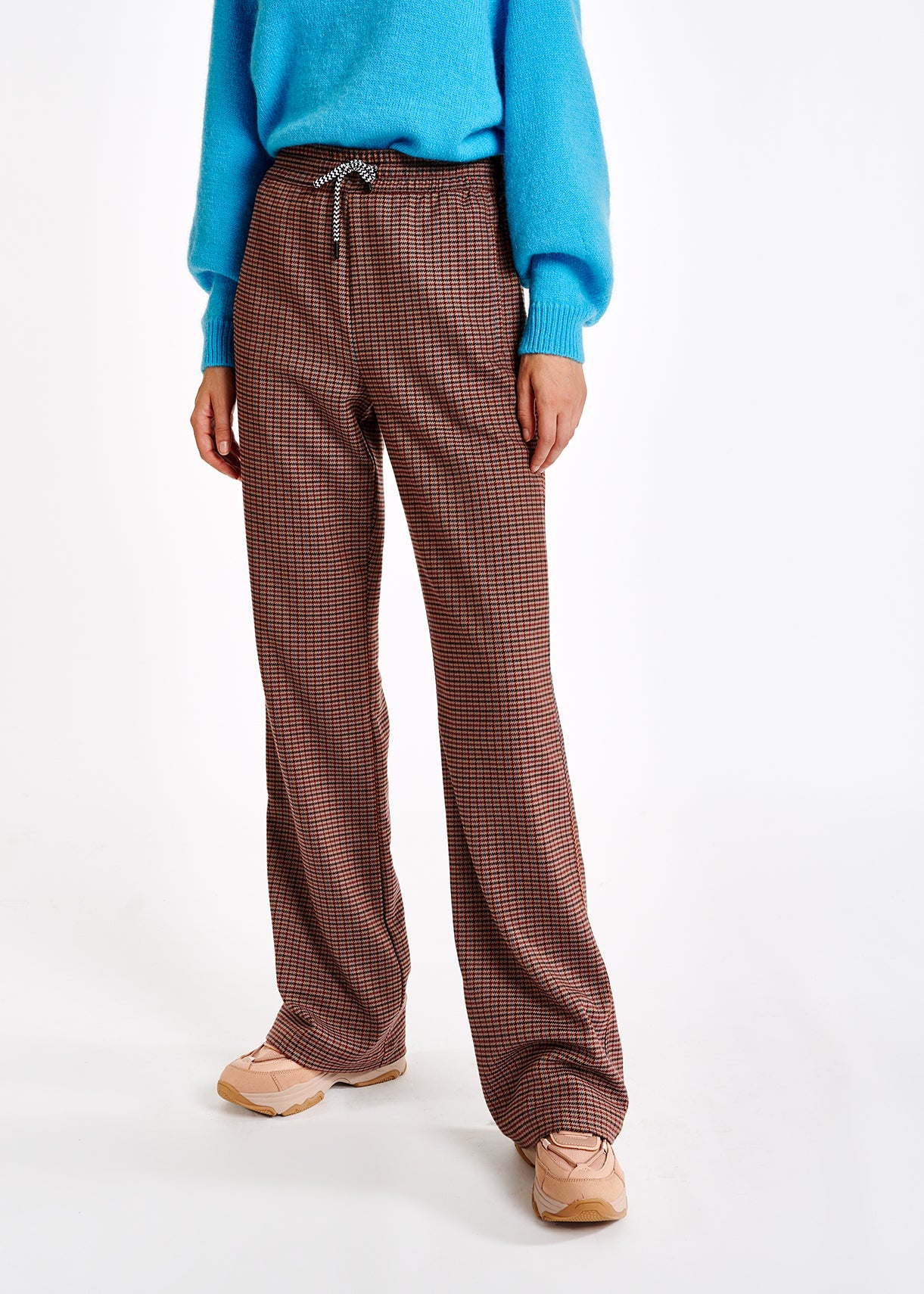 Pantalon brun en pied-de-poule RE—SSENTIEL | Essentiel second hand