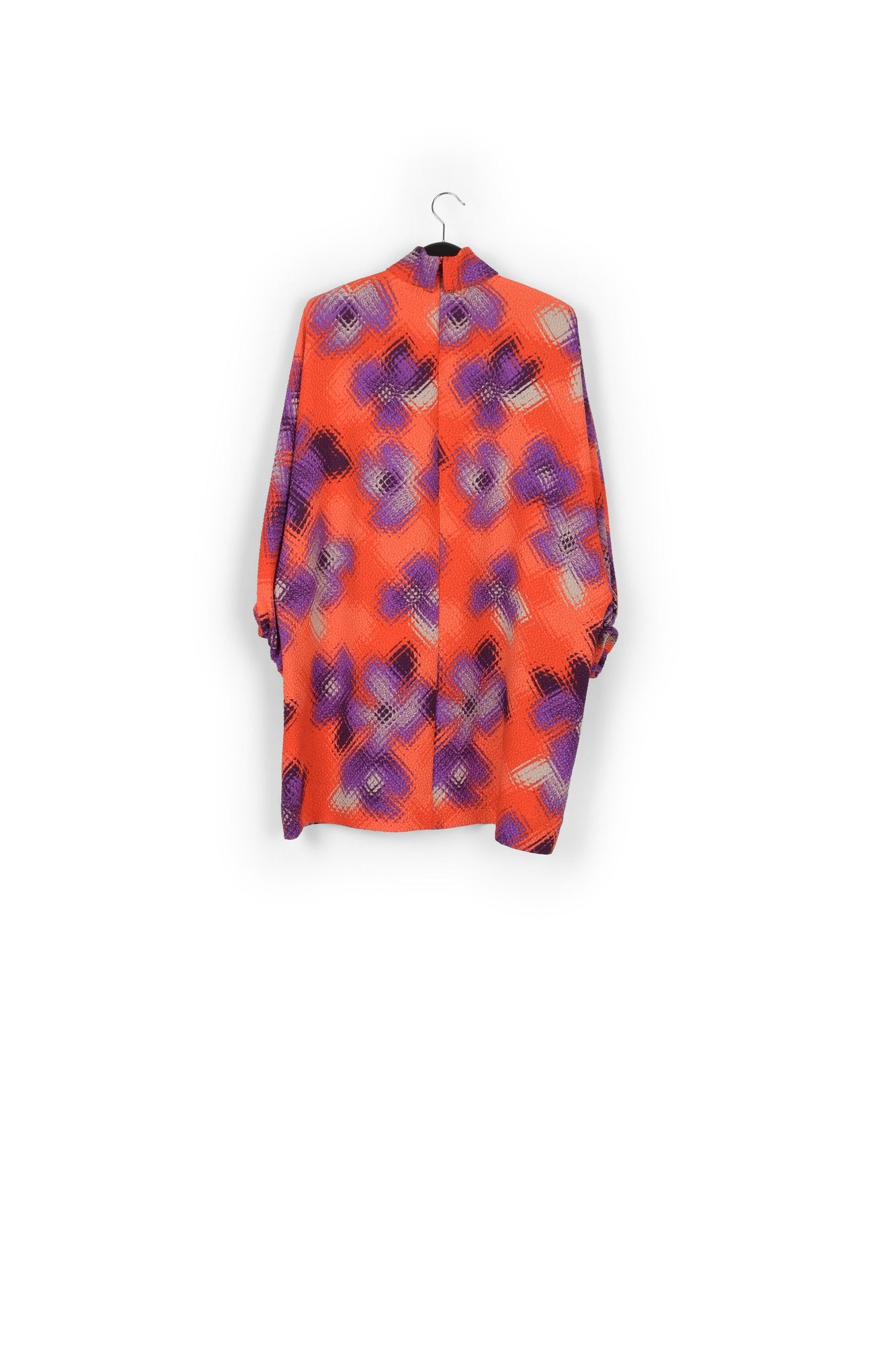 Orange, purple and off-white dress with stand-up collar RE—SSENTIEL | Essentiel second hand