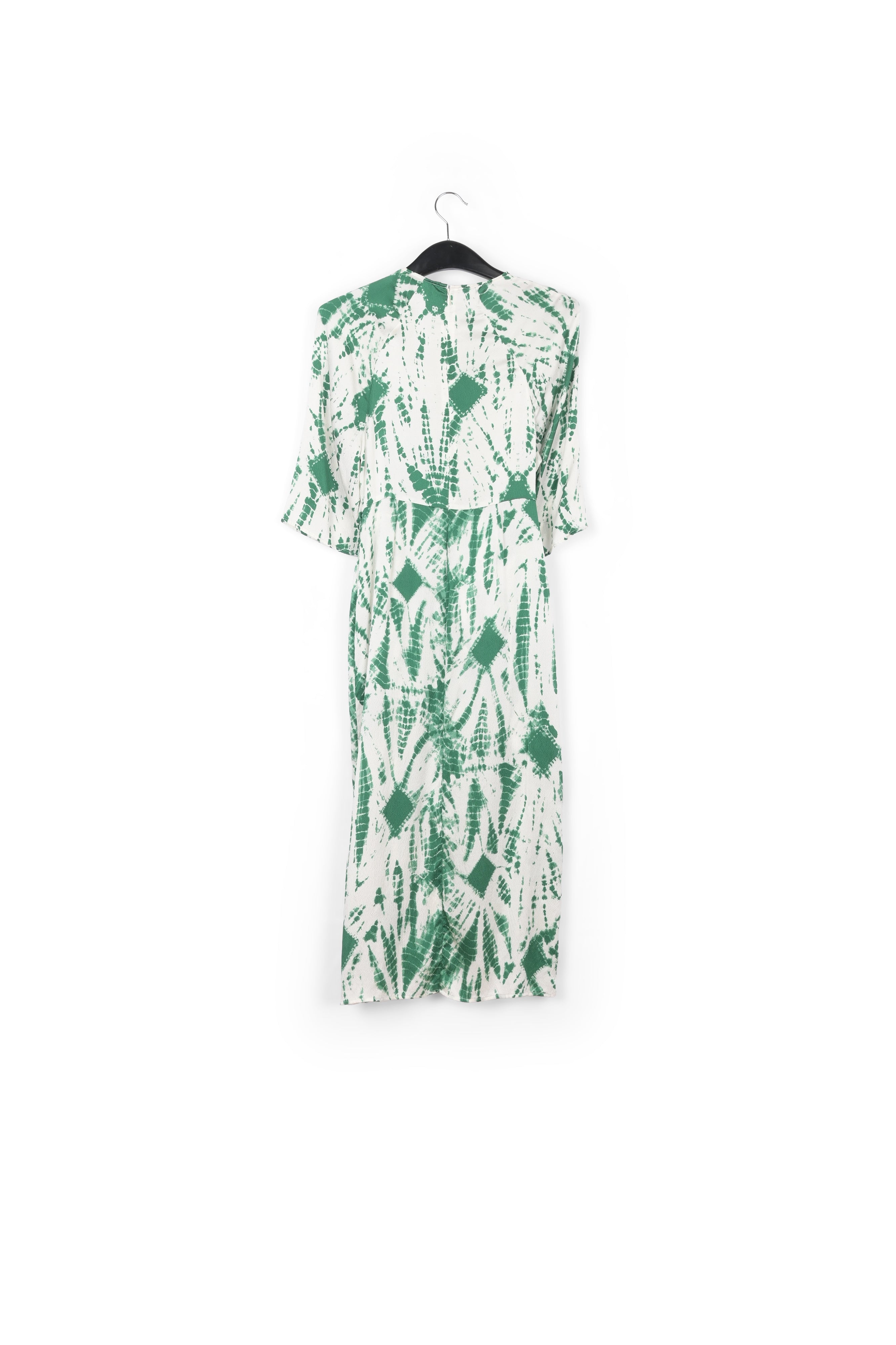 Off-white and green tie-dyed silk midi dress RE—SSENTIEL | Essentiel second hand