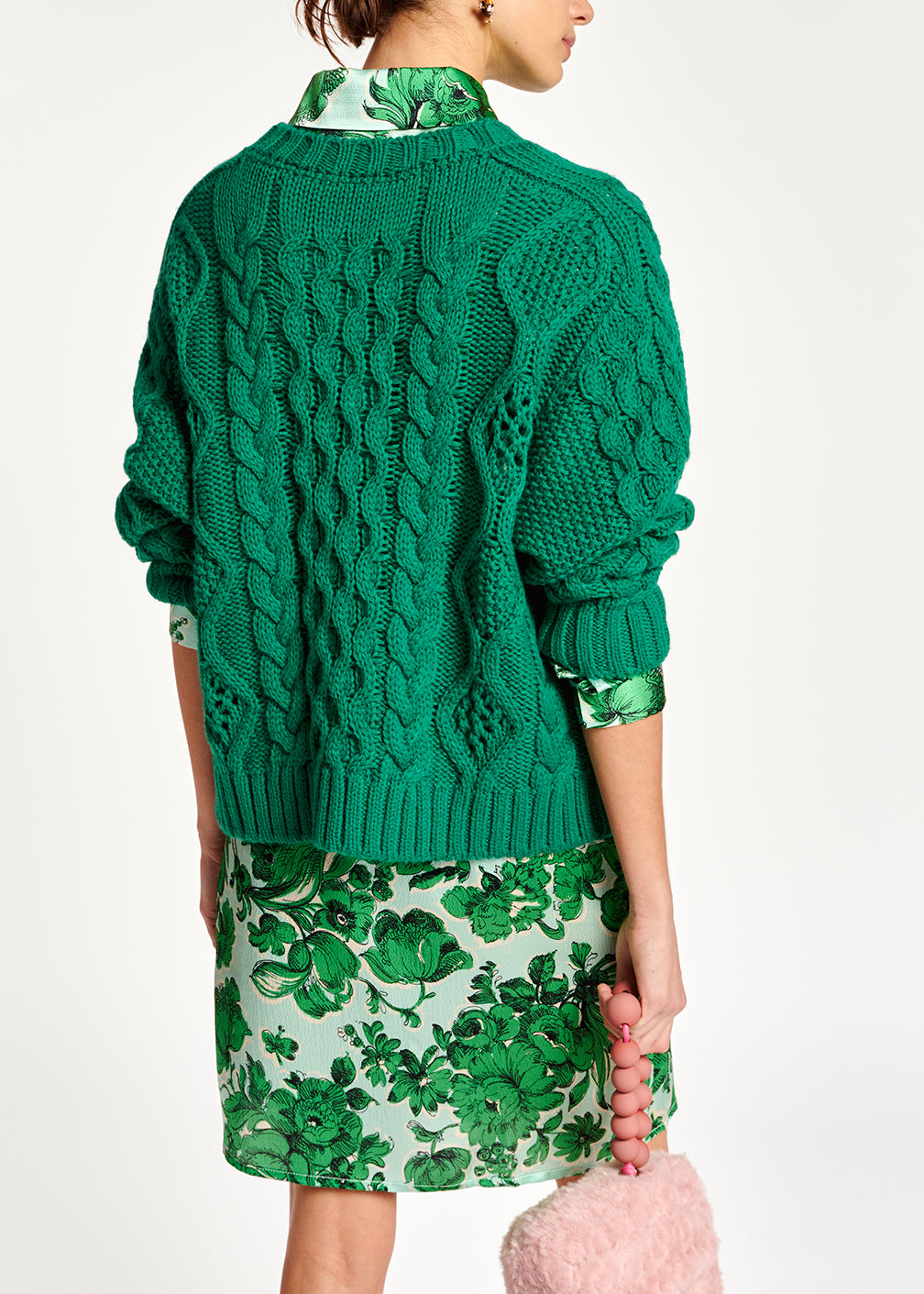 Pull vert en tricot torsadé RE—SSENTIEL | Essentiel second hand