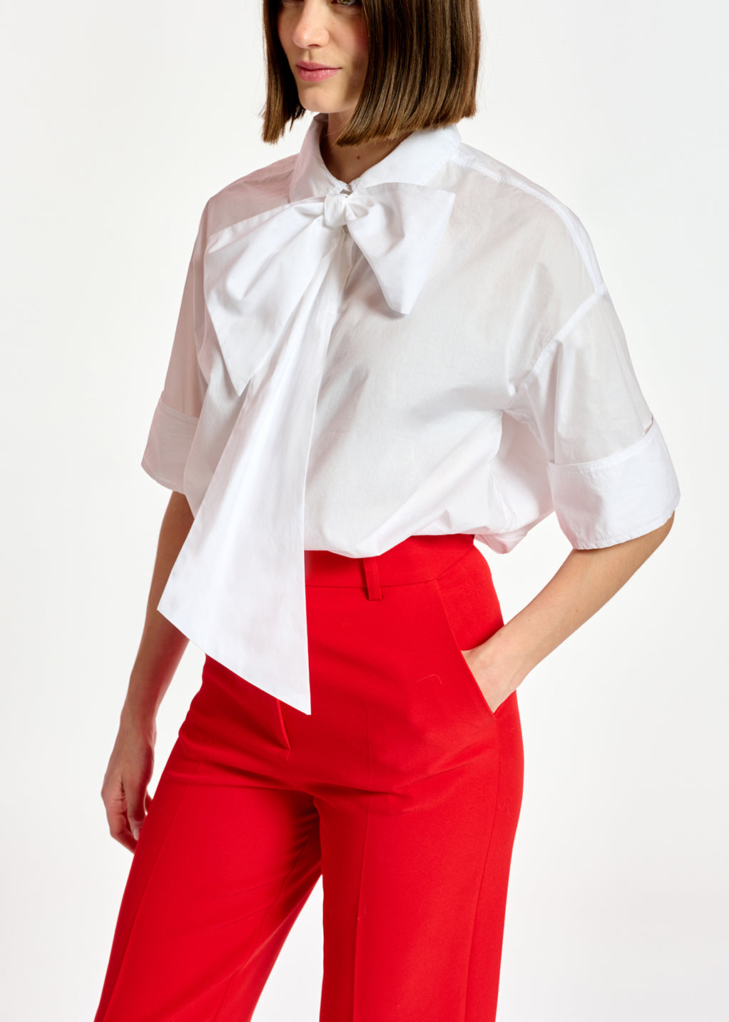 White shirt with pussy bow RE—SSENTIEL | Essentiel second hand