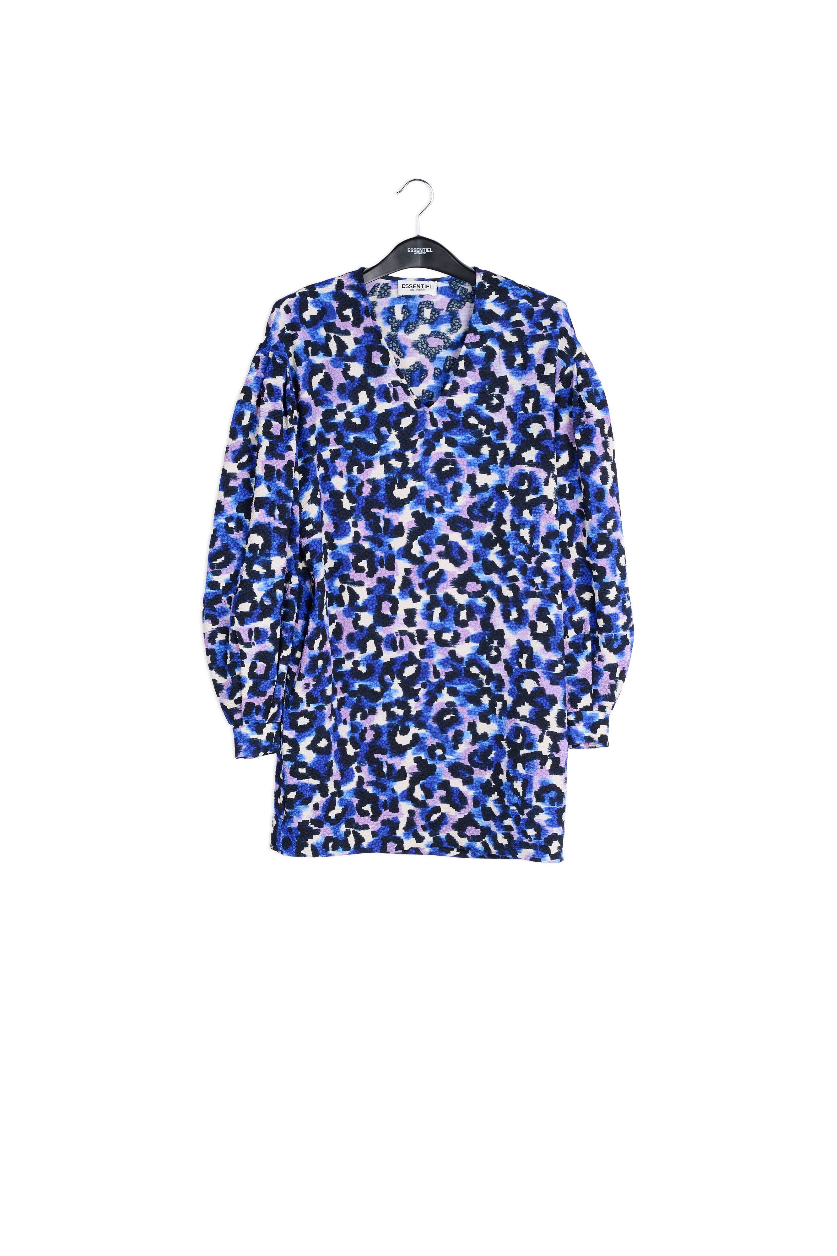 Blue and lilac leopard print mini dress RE—SSENTIEL | Essentiel second hand