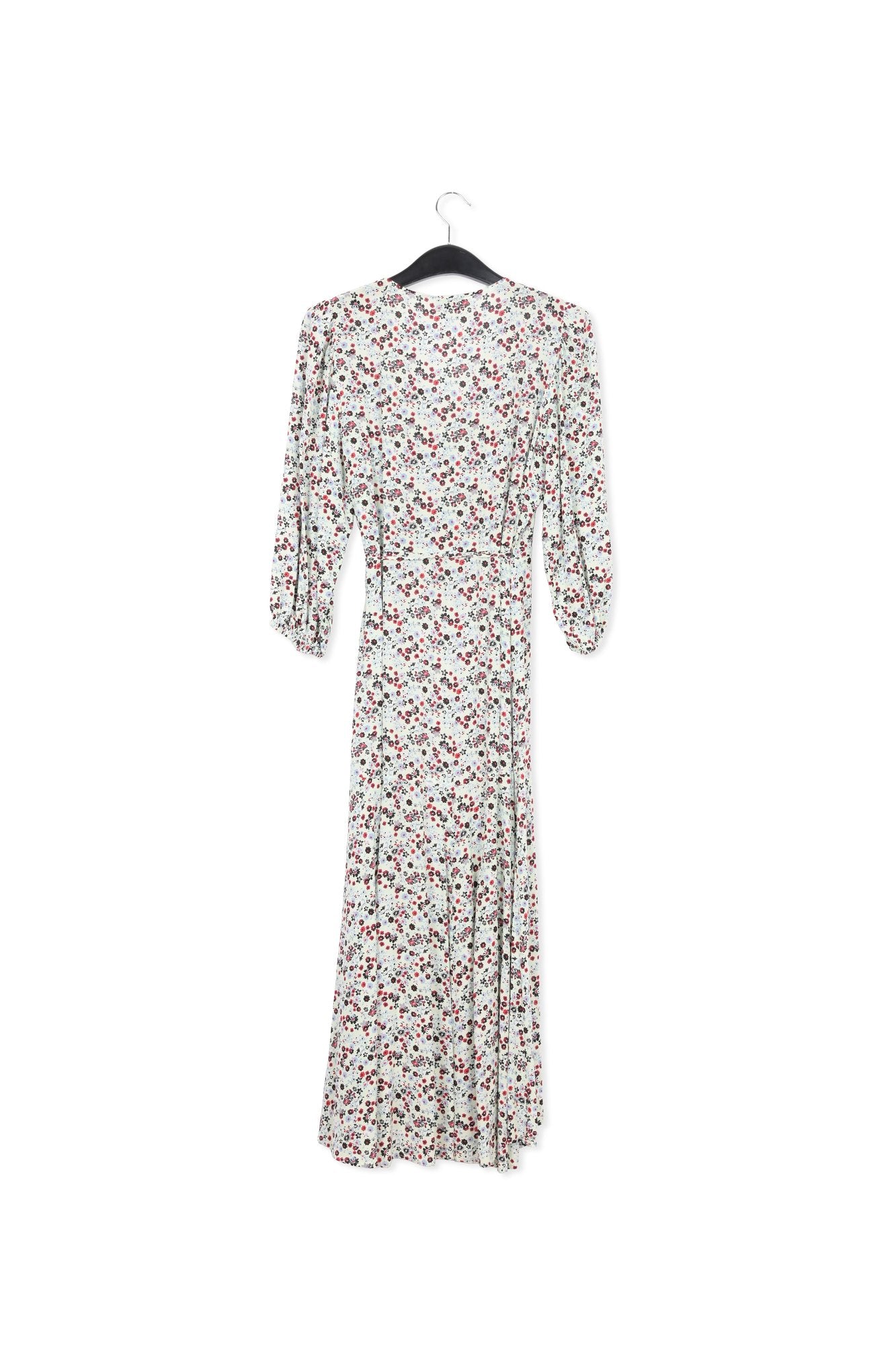 Robe maxi cache-cœur vert menthe à imprimé floral RE—SSENTIEL | Essentiel second hand