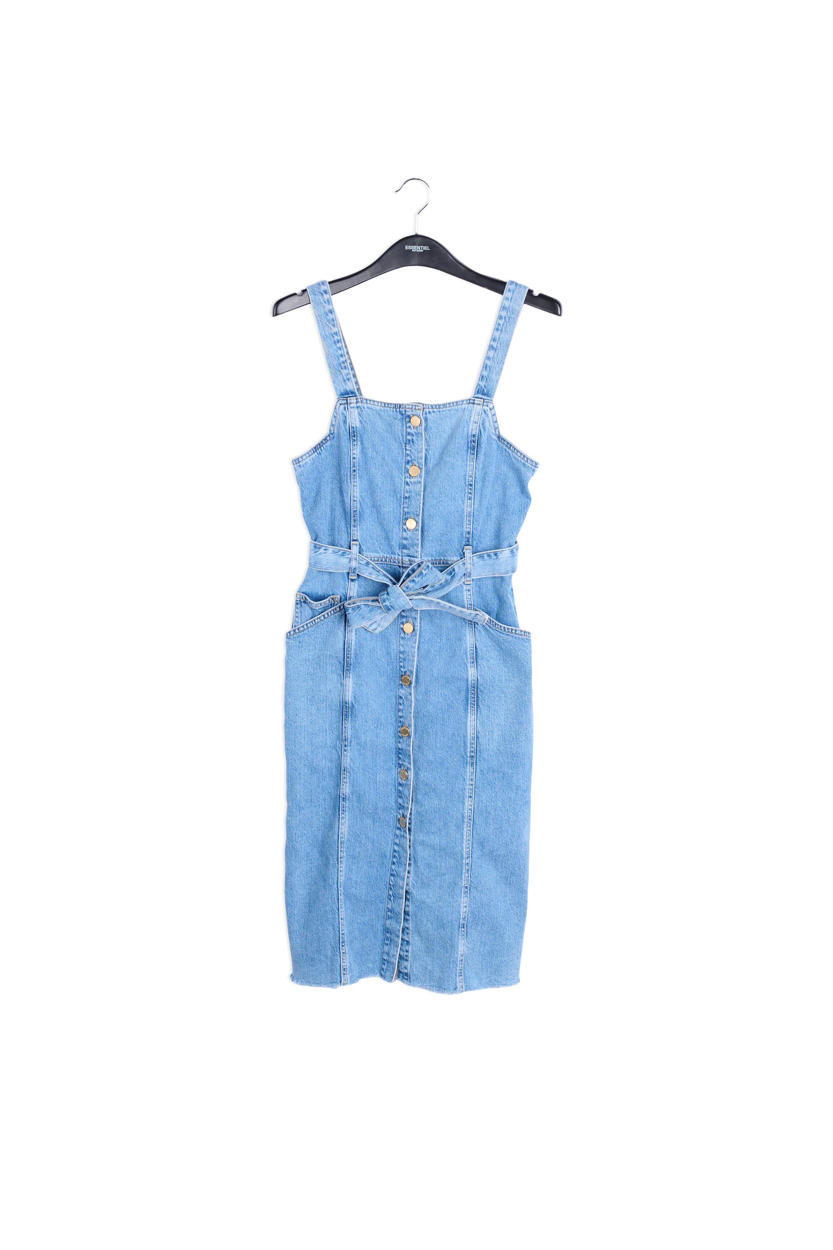 Dark blue belted denim mini dress RE—SSENTIEL | Essentiel second hand