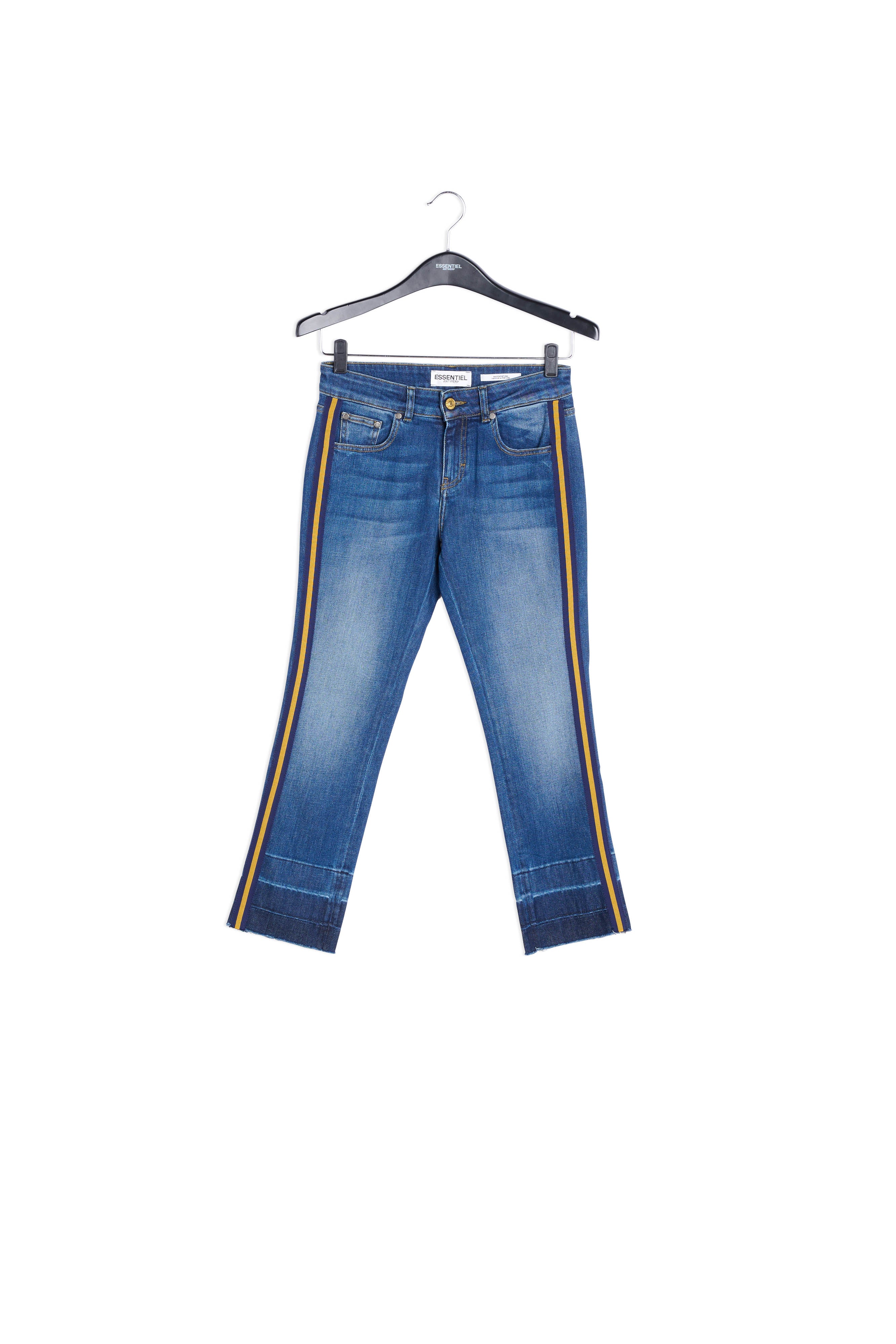 Blauwe slim jeans met gele zijstreep RE—SSENTIEL | Essentiel second hand