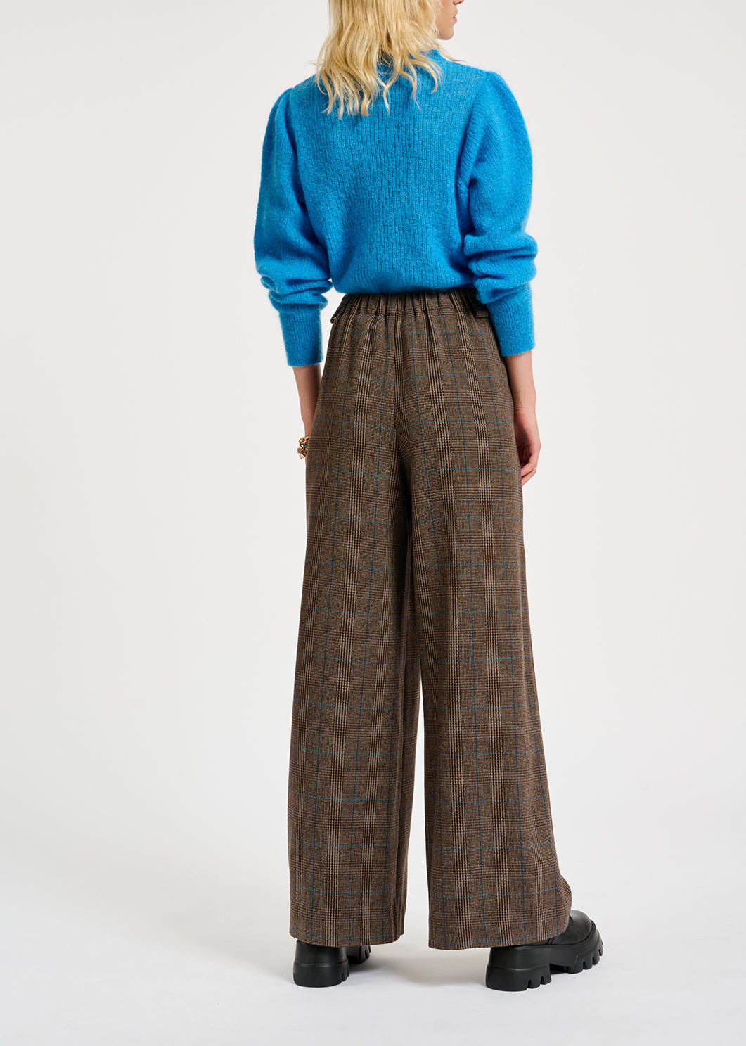 Blue mohair-blend knit sweater with puffed shoulders RE—SSENTIEL | Essentiel second hand