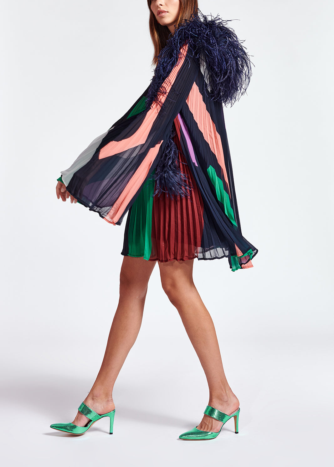 Pink watercolor print plissé mini dress RE—SSENTIEL | Essentiel second hand