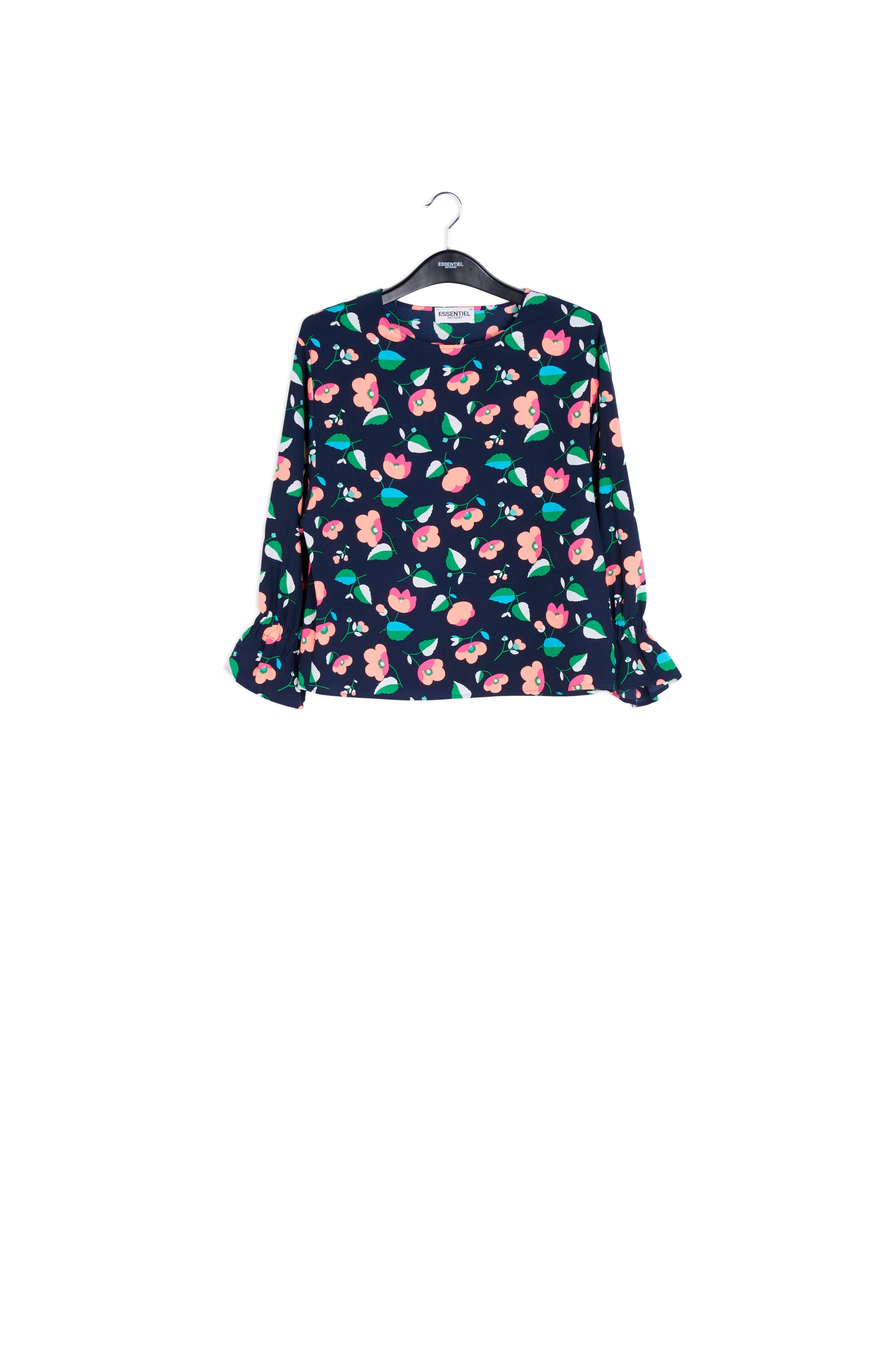 Navy blue floral blouse RE—SSENTIEL | Essentiel second hand