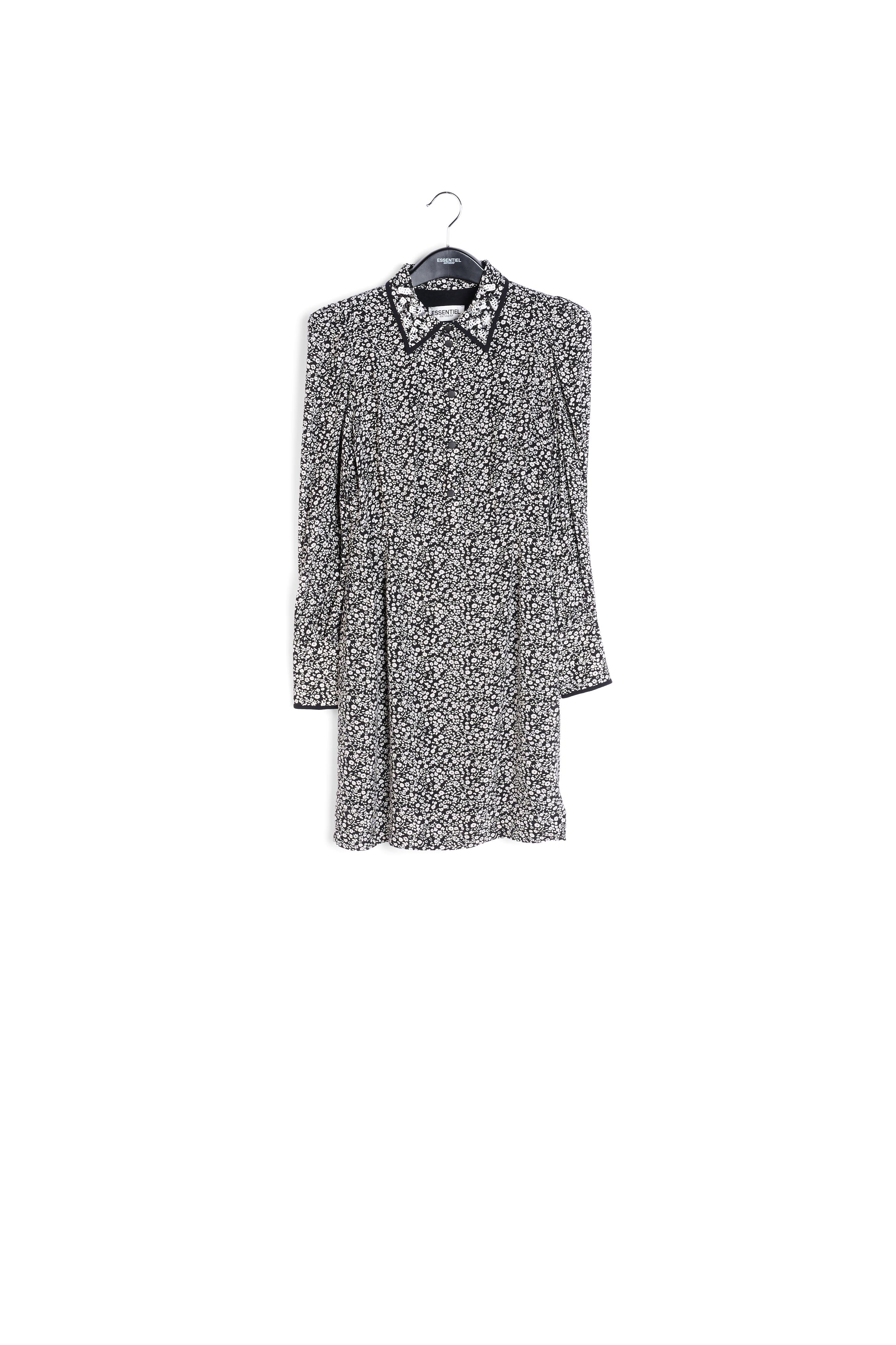 Black and white floral midi dress RE—SSENTIEL | Essentiel second hand