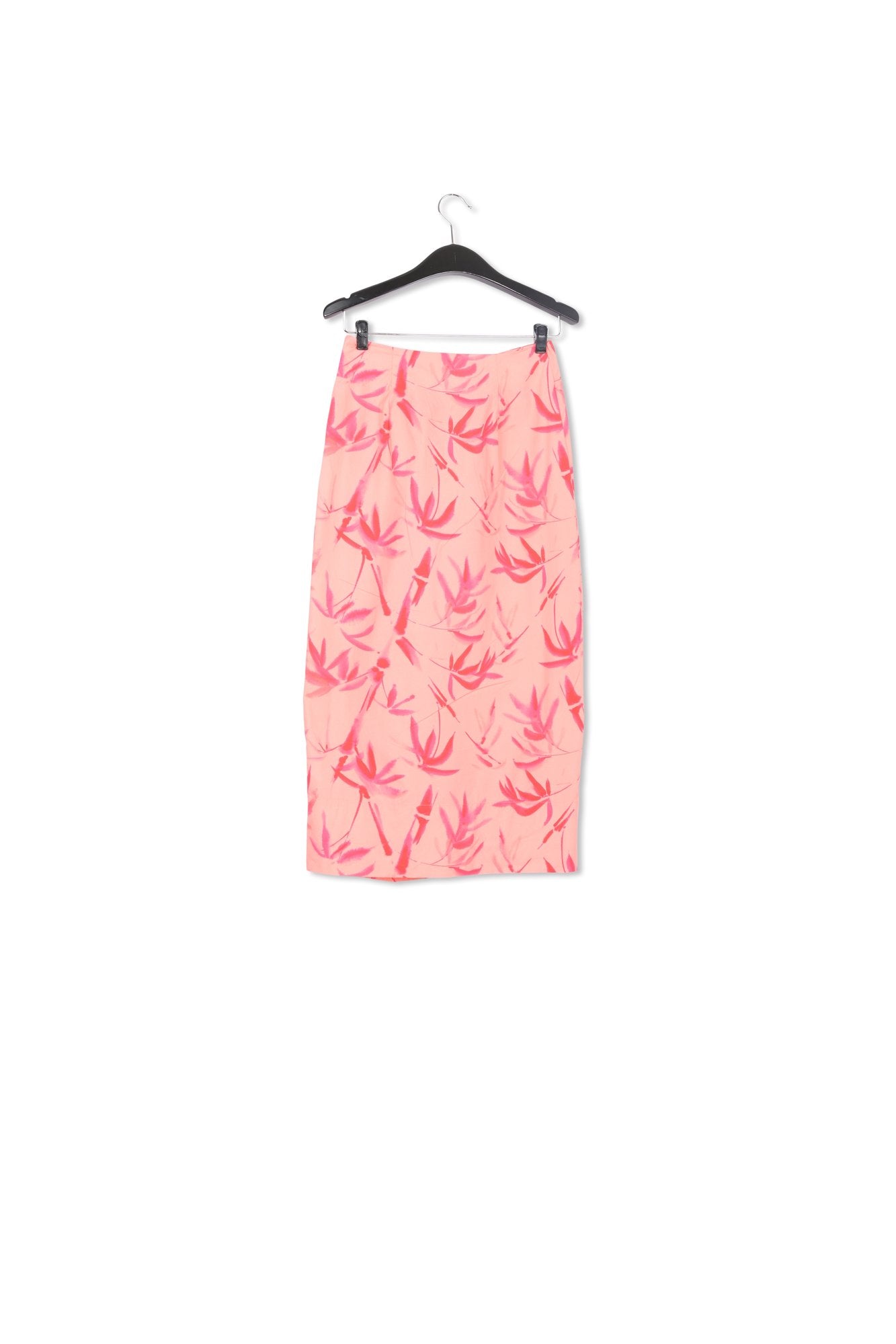 Peach cotton draped midi skirt with palm leaf print RE—SSENTIEL | Essentiel second hand