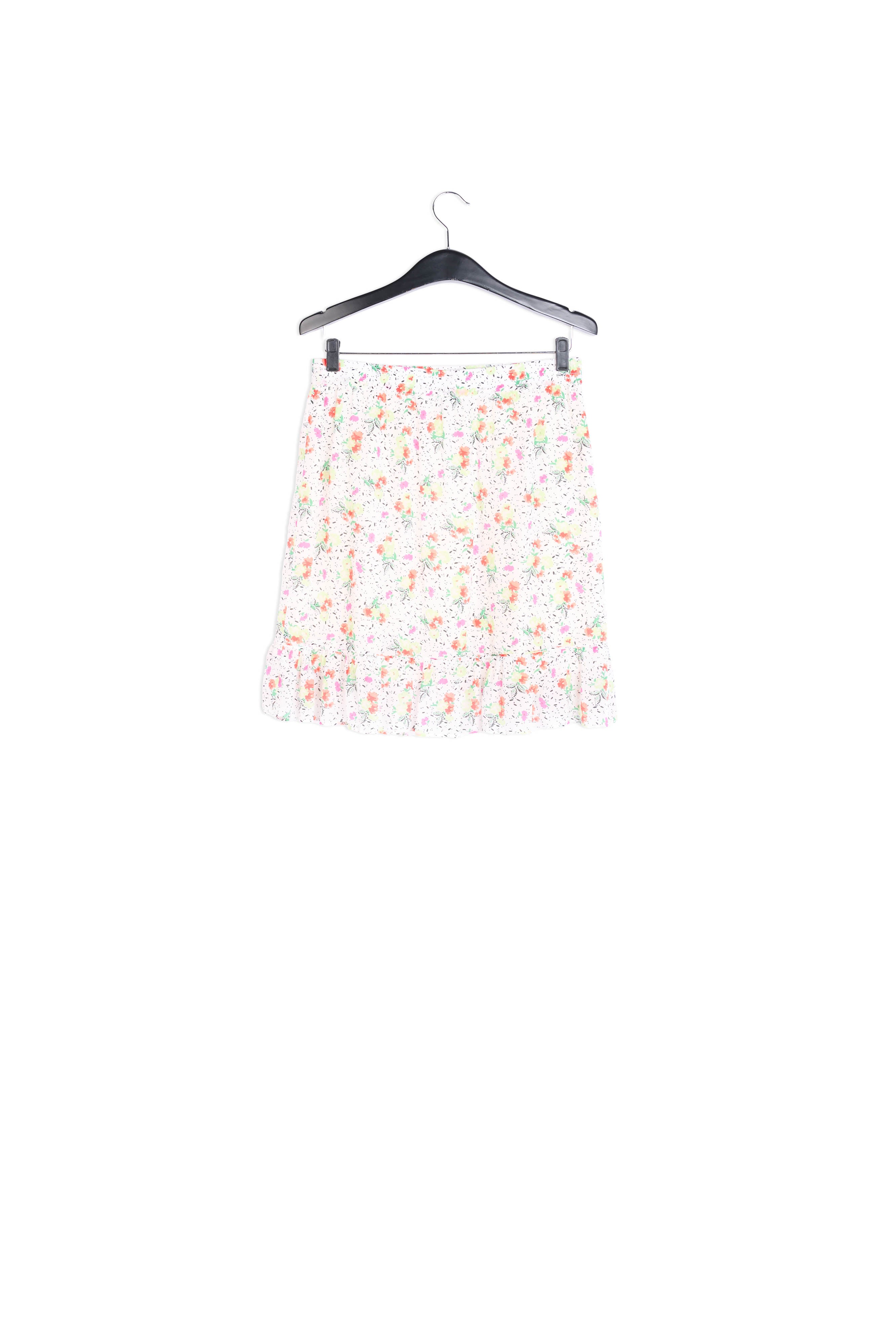 Off-white floral-print frilled mini skirt RE—SSENTIEL | Essentiel second hand