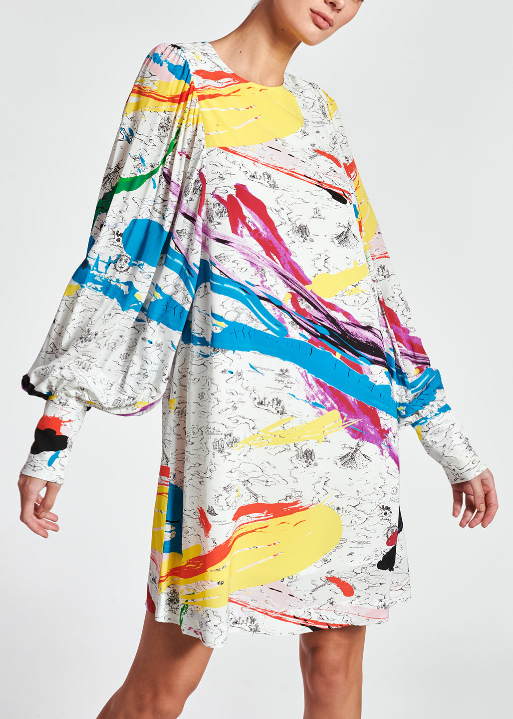 Mini robe blanc cassé à imprimé multicolore RE—SSENTIEL | Essentiel second hand