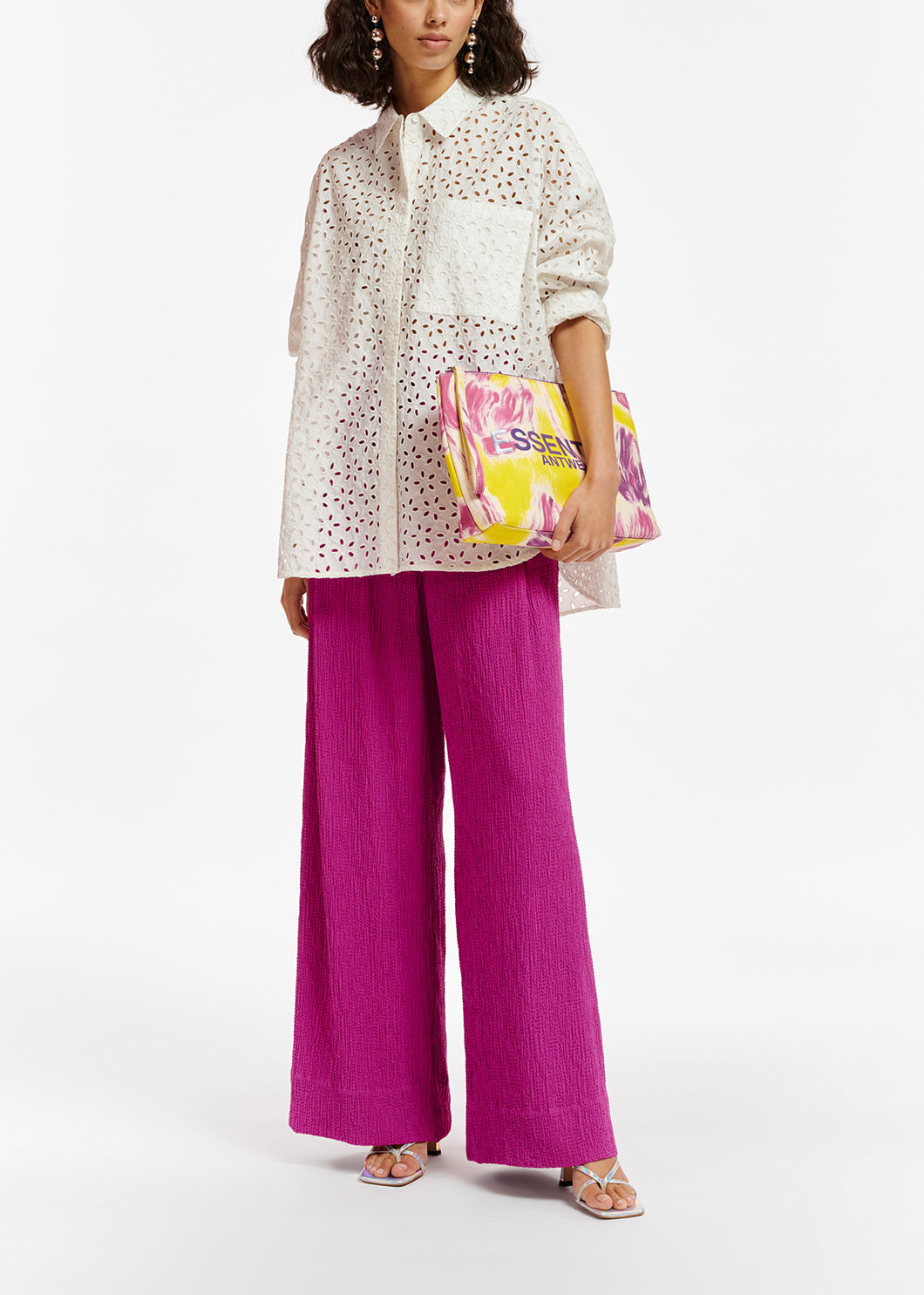 White broderie anglaise cotton shirt RE—SSENTIEL | Essentiel second hand