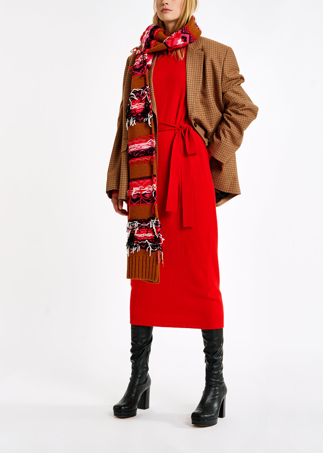 Orange midi-length merino wool blend knit dress RE—SSENTIEL | Essentiel second hand