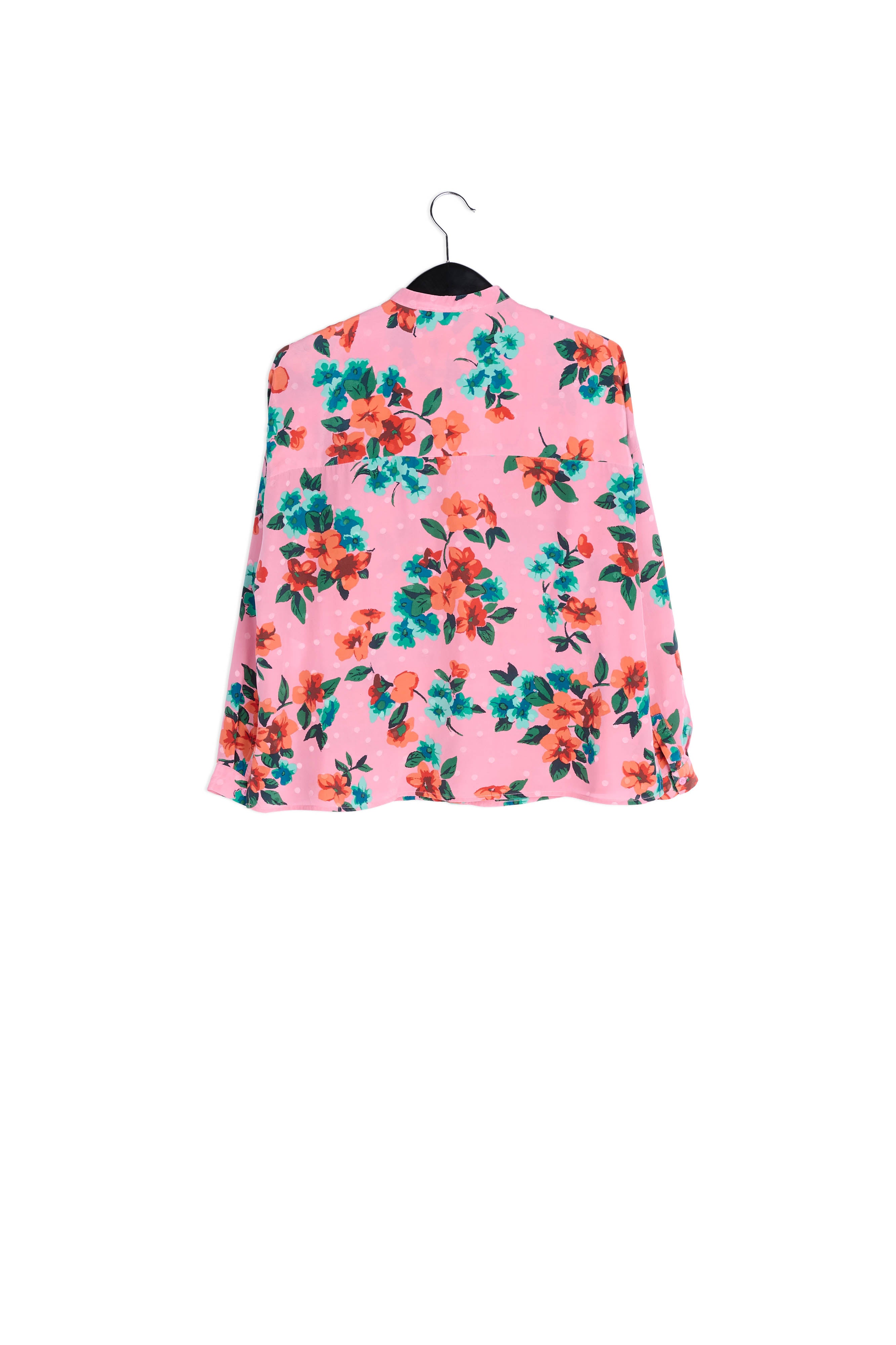 Pink floral and polka dot silk buttoned blouse RE—SSENTIEL | Essentiel second hand