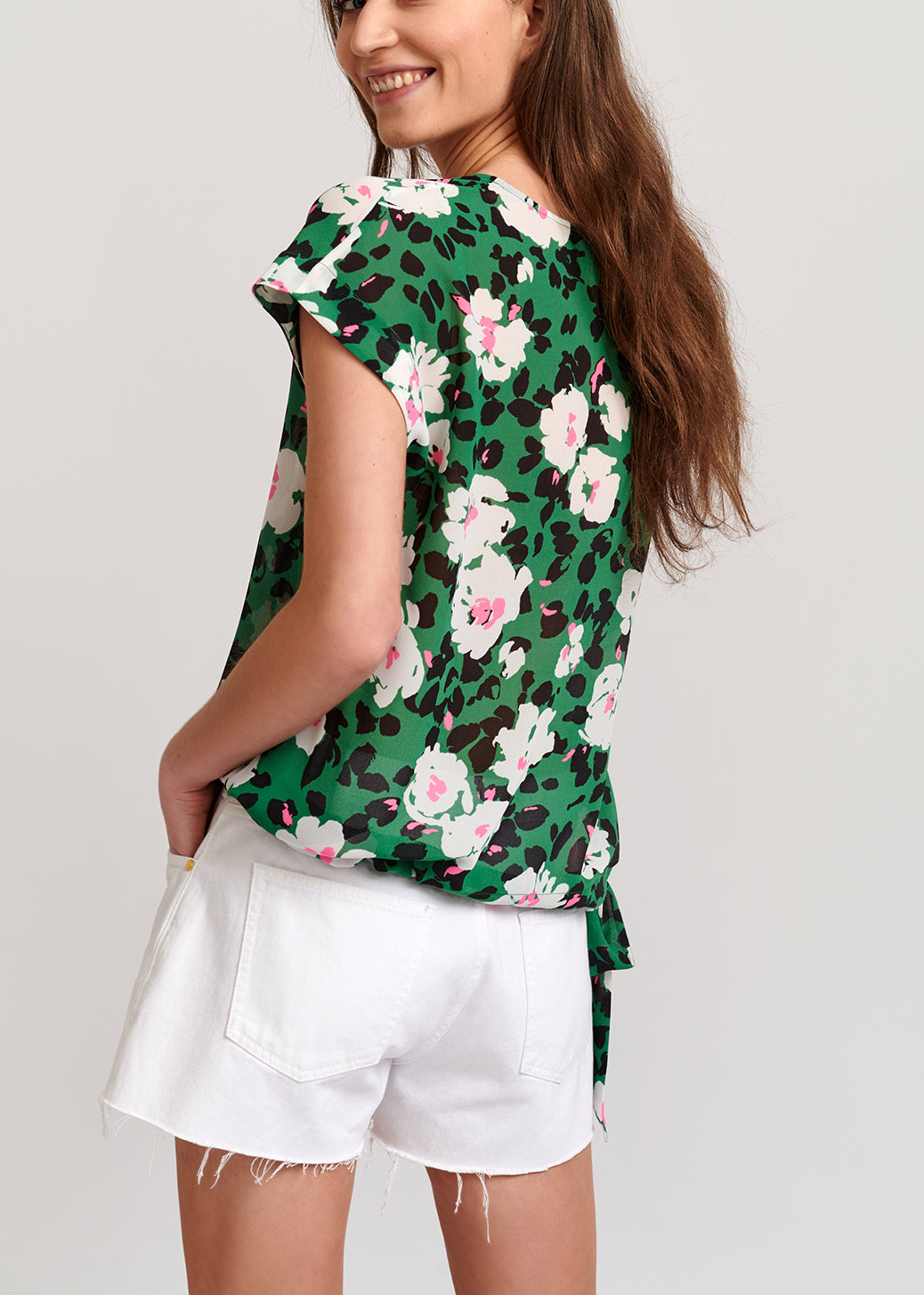 Green floral-print top RE—SSENTIEL | Essentiel second hand