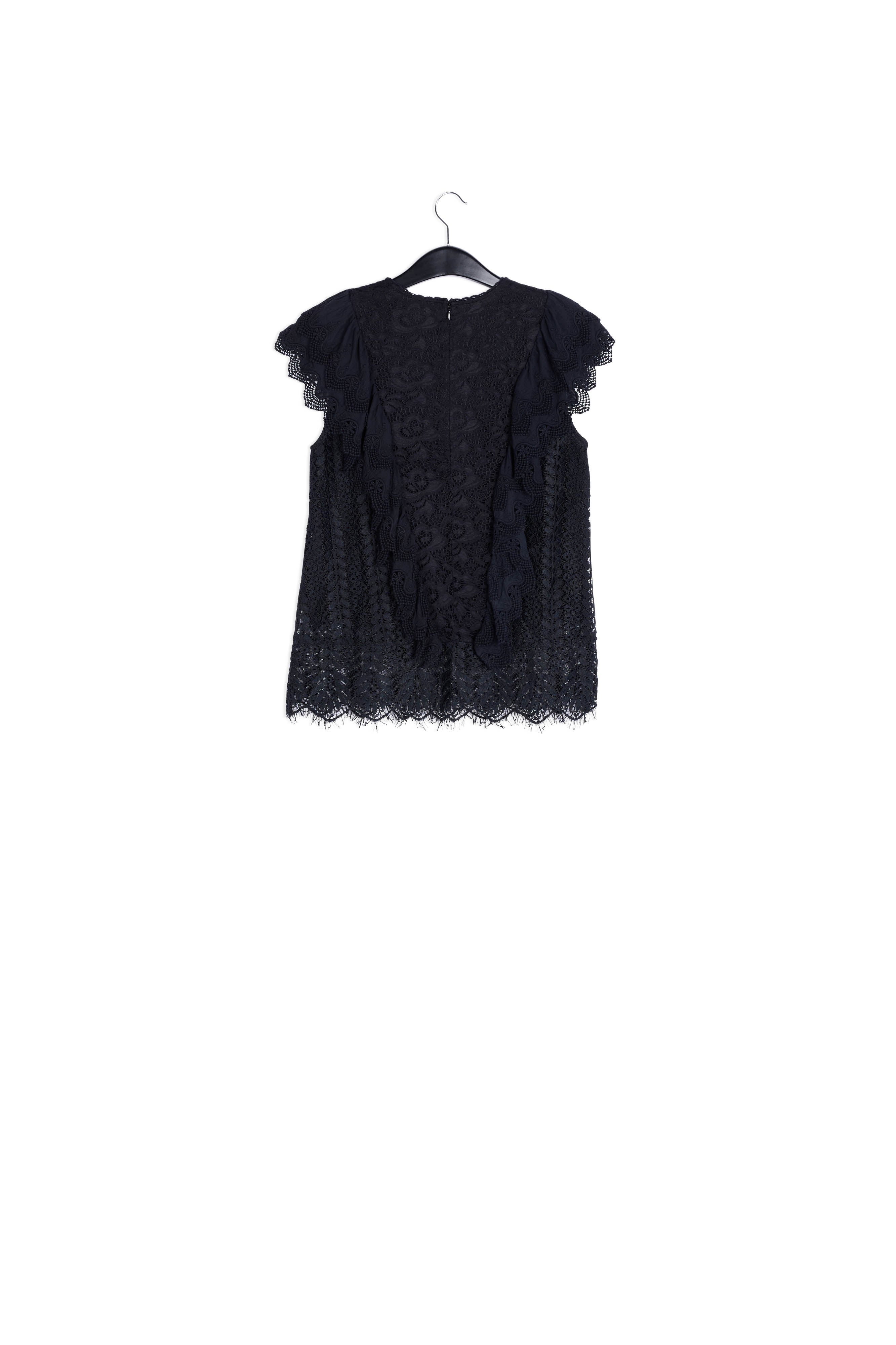 Top noir avec ruches et paillettes RE—SSENTIEL | Essentiel second hand