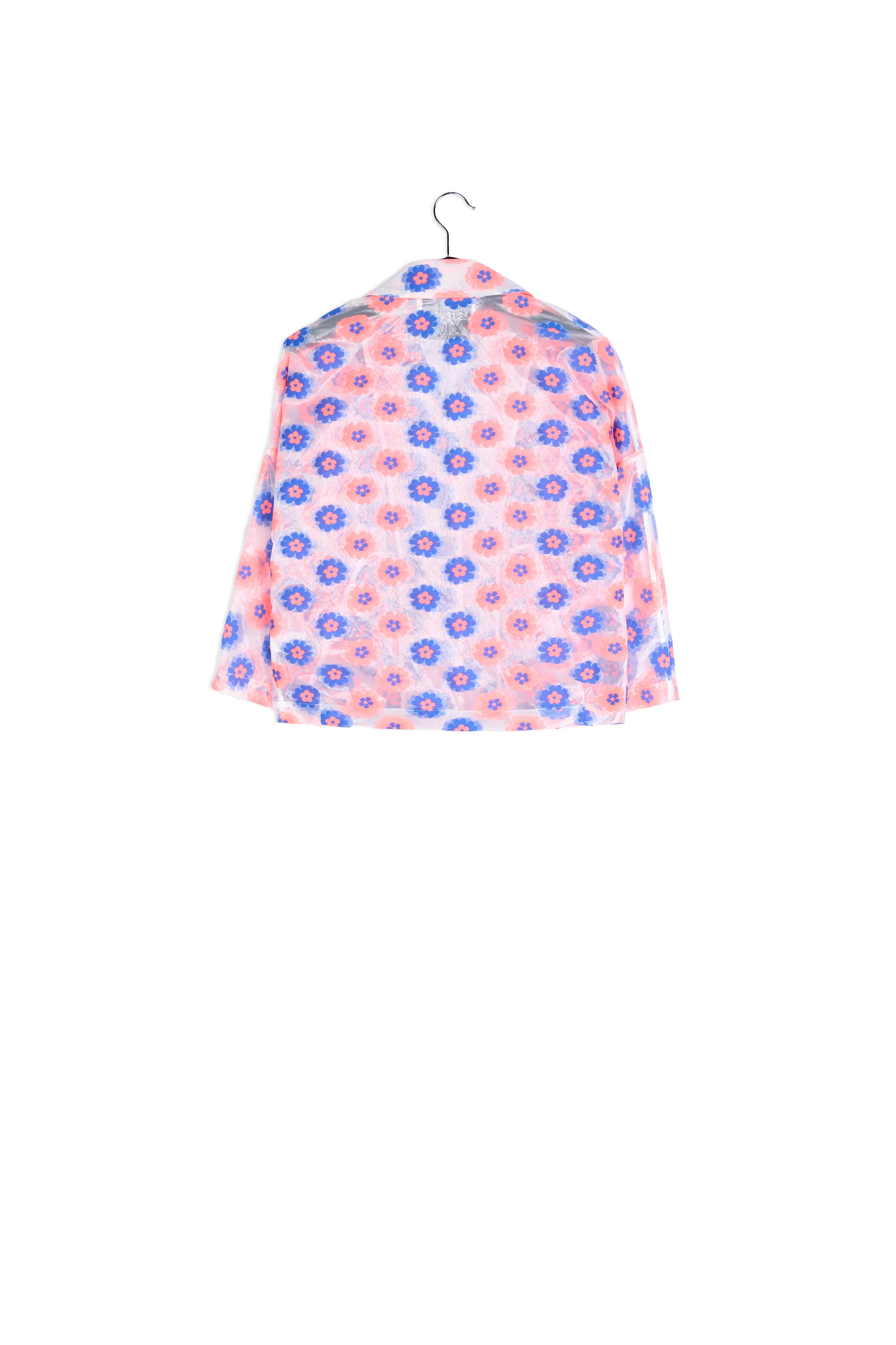 Veste transparente à fleurs rose fluo et bleu RE—SSENTIEL | Essentiel second hand