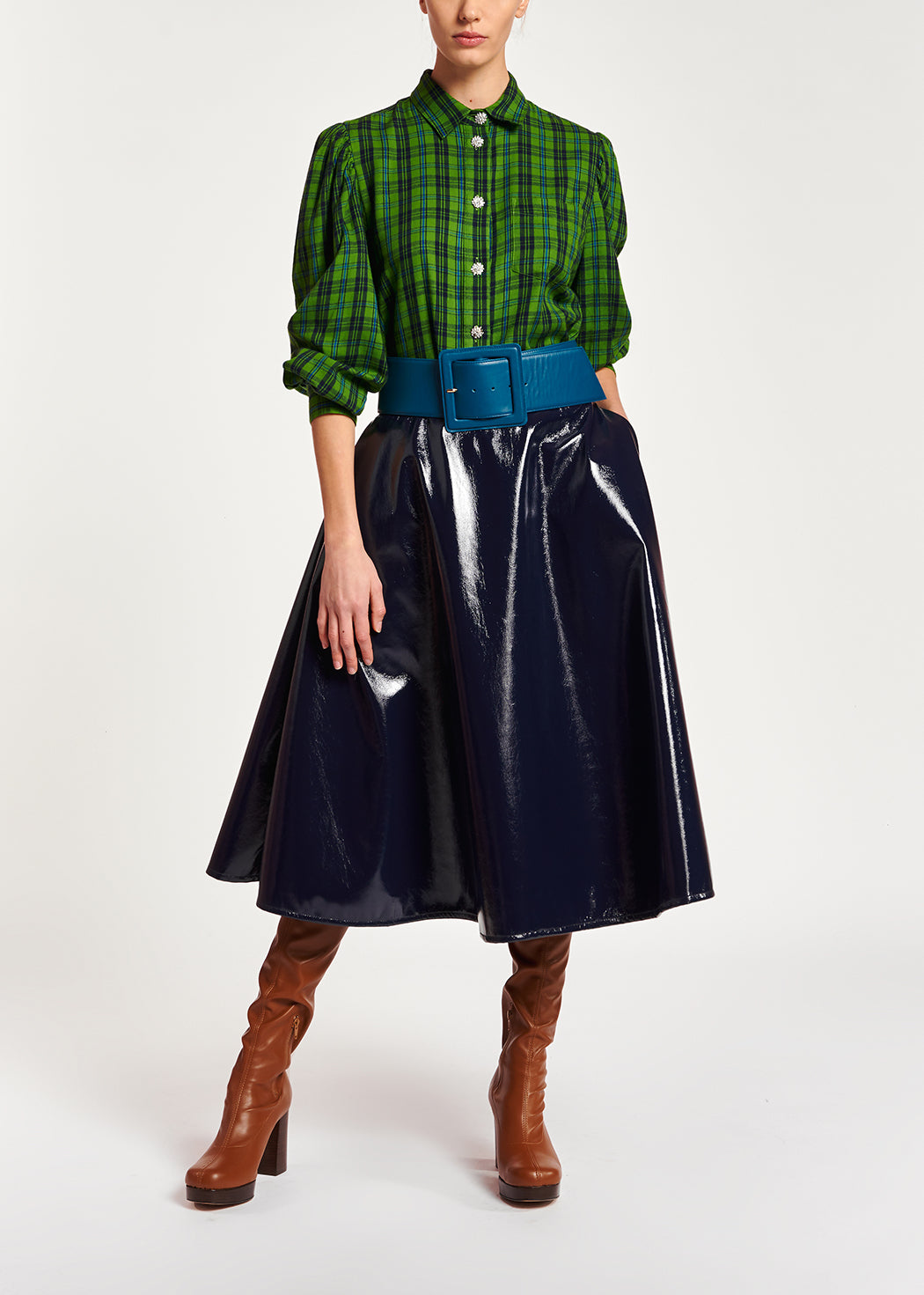 Green, blue and black flannel shirt RE—SSENTIEL | Essentiel second hand