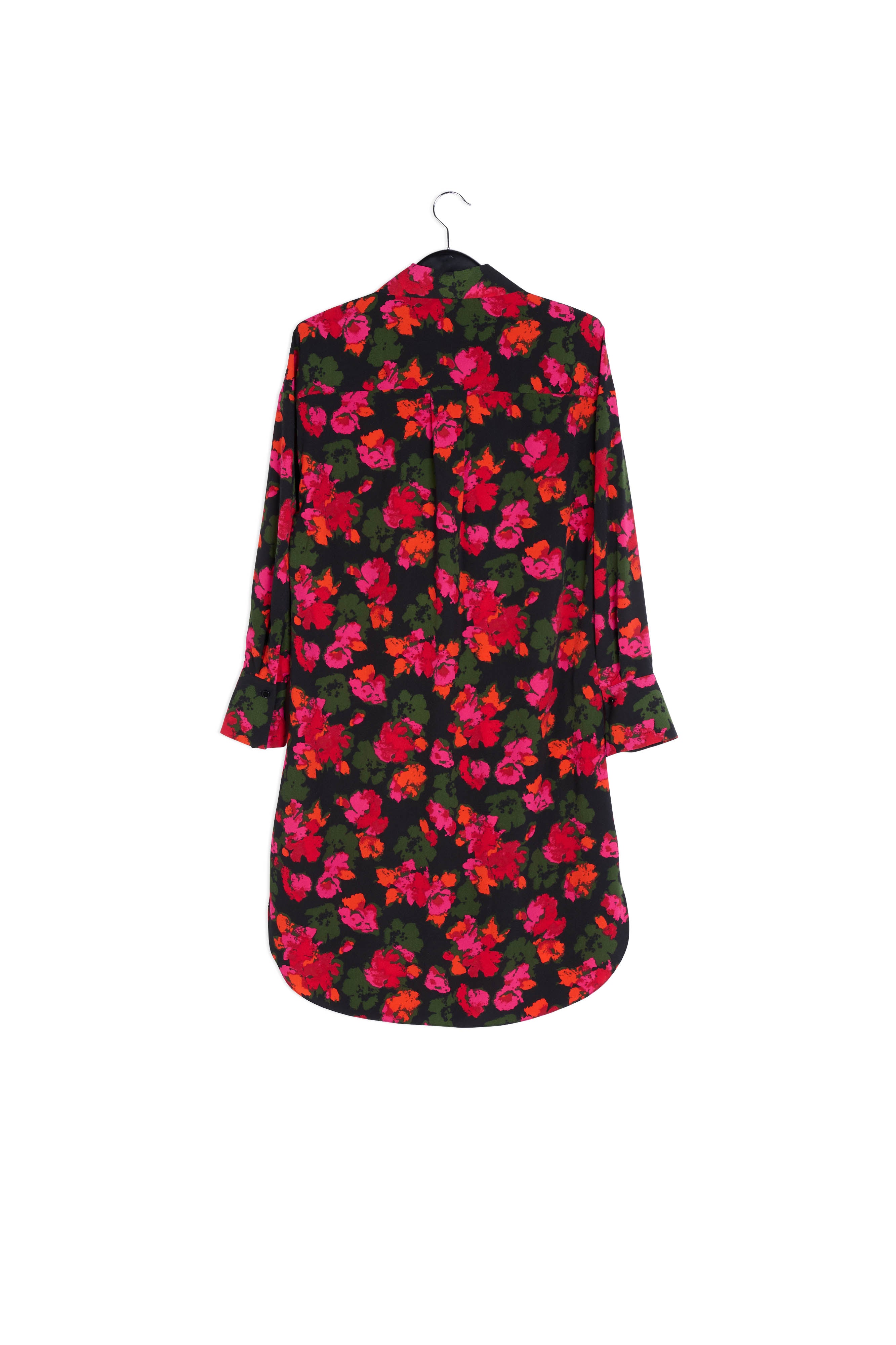 Midi-hemdjurk met zwart en rode bloemenprint RE—SSENTIEL | Essentiel second hand