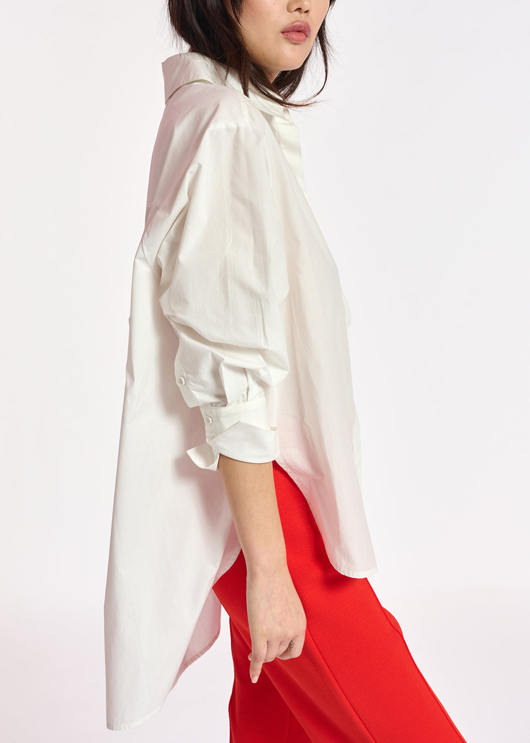 White oversized-fit cotton shirt RE—SSENTIEL | Essentiel second hand