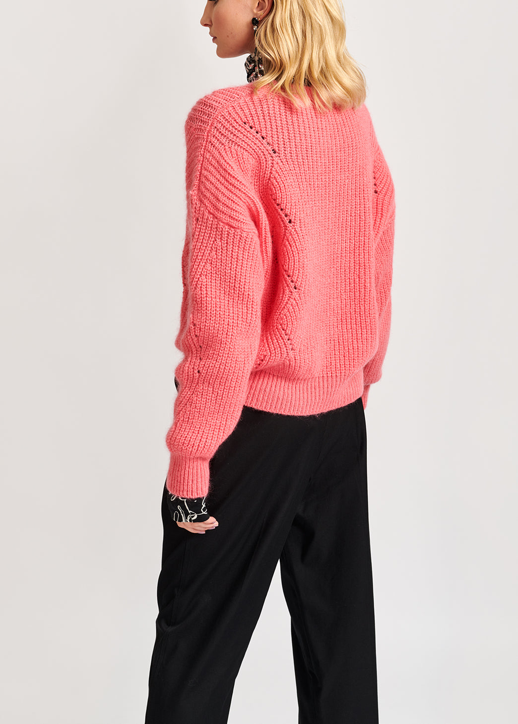 Roze ribgebreide trui van mohairmix RE—SSENTIEL | Essentiel second hand