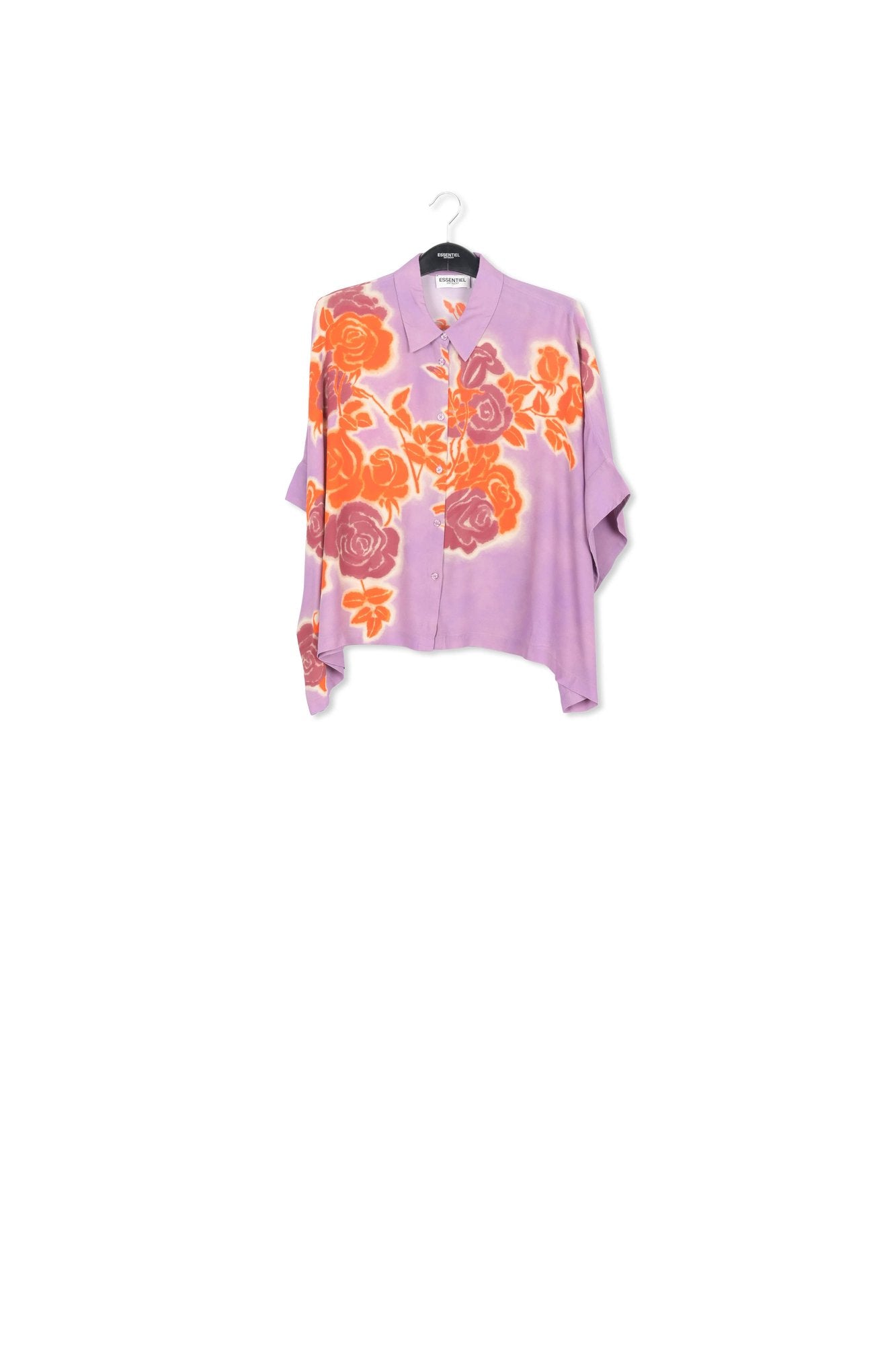 Lilac, orange and purple oversized shirt with floral print RE—SSENTIEL | Essentiel second hand