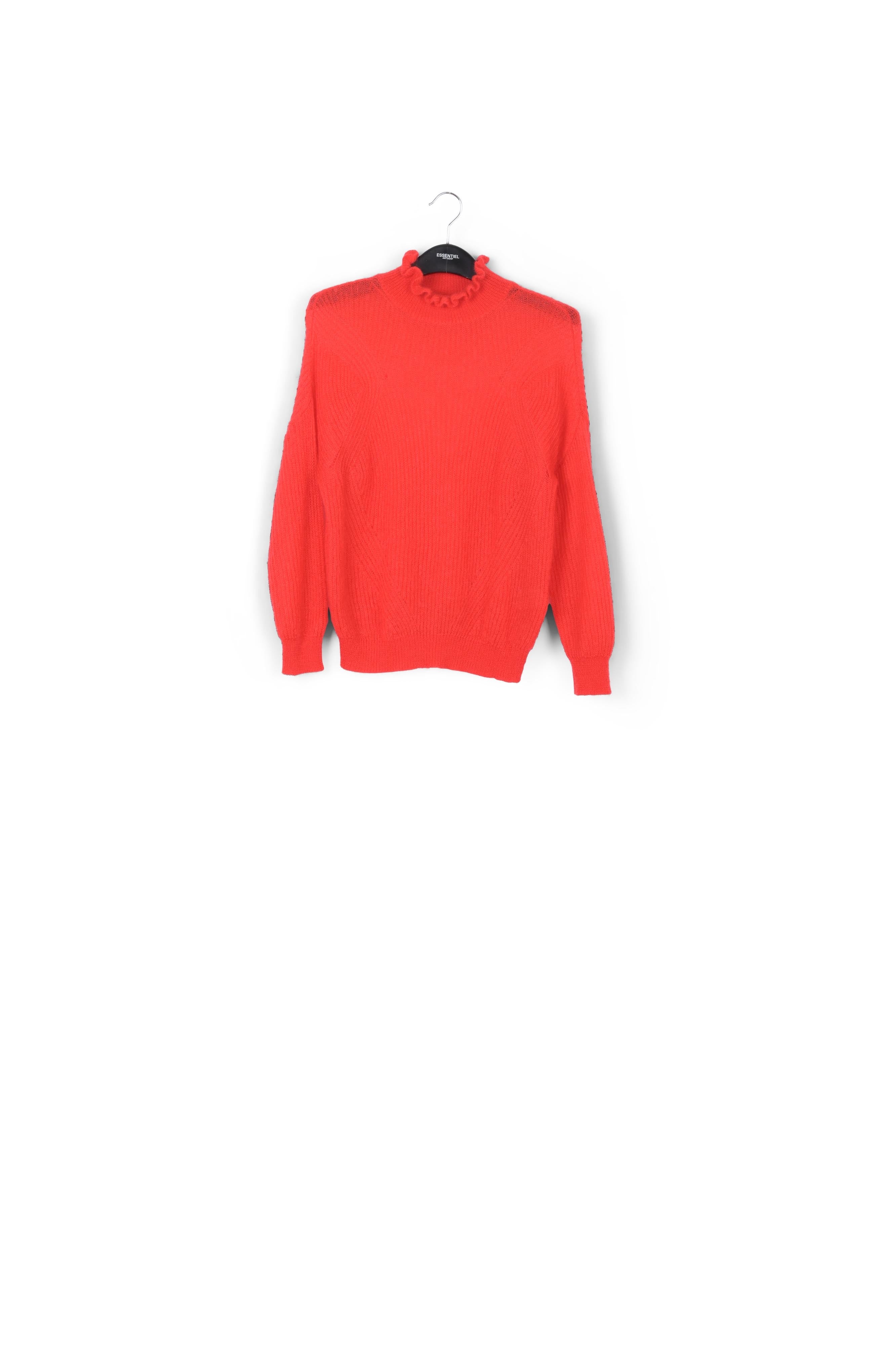 Pull rouge avec col haut à ruches RE—SSENTIEL | Essentiel second hand