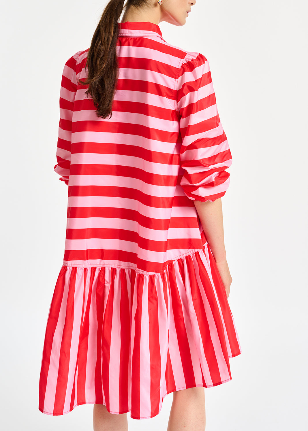 Red and pink striped oversized mini dress RE—SSENTIEL | Essentiel second hand