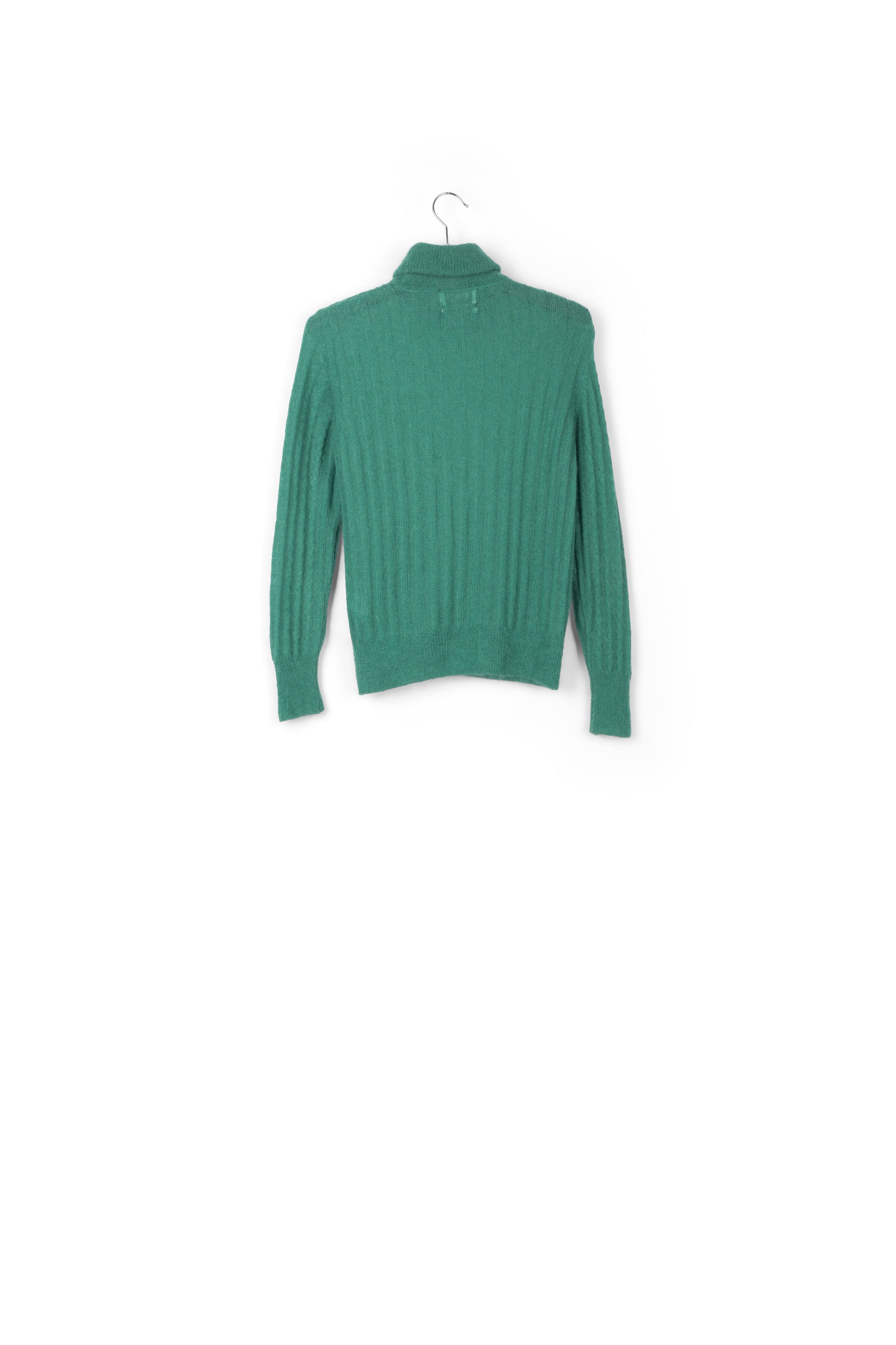 Dark green cable-knitted turtleneck sweater RE—SSENTIEL | Essentiel second hand