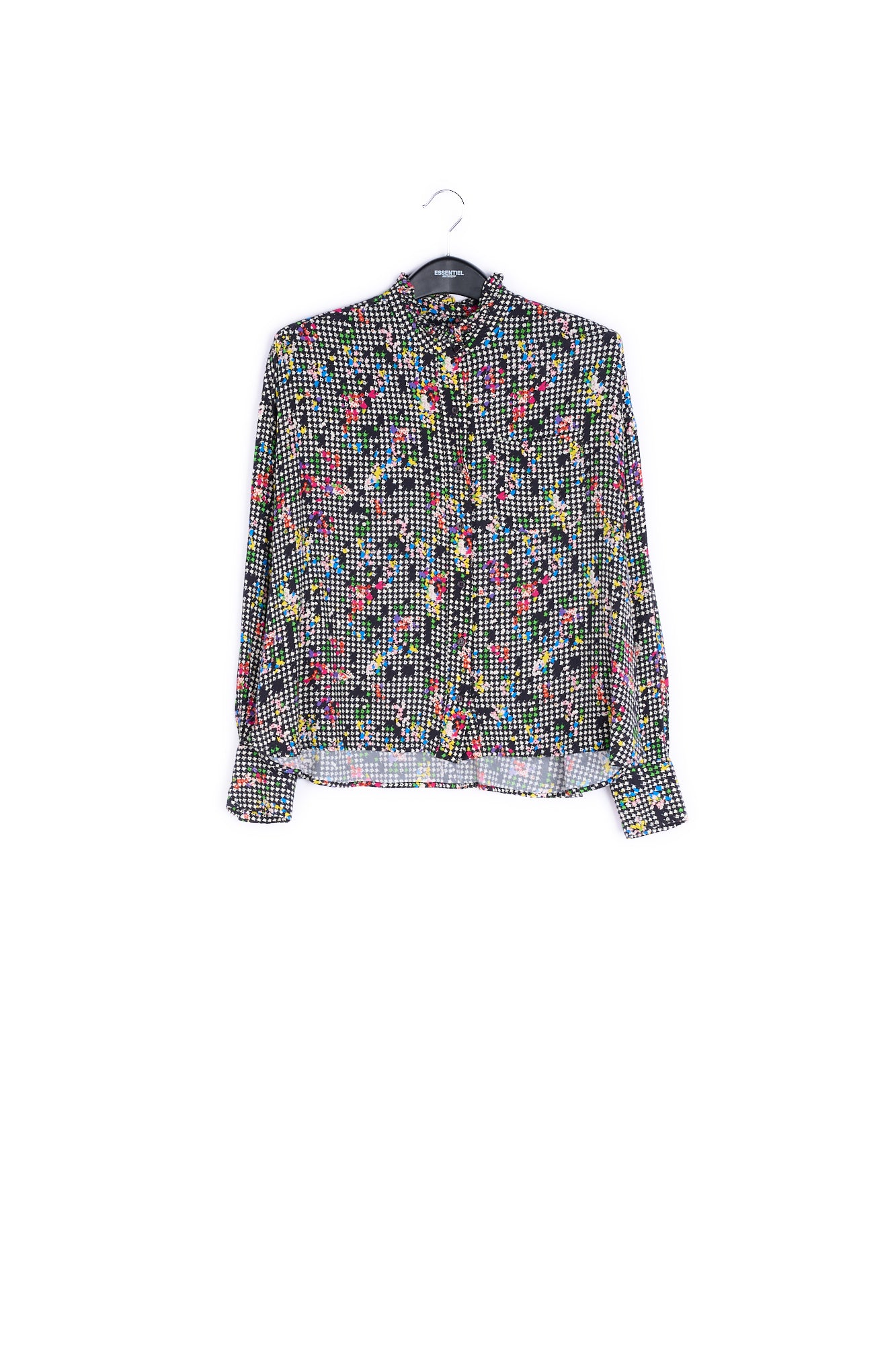 Black and white boxy shirt with frilled collar RE—SSENTIEL | Essentiel second hand